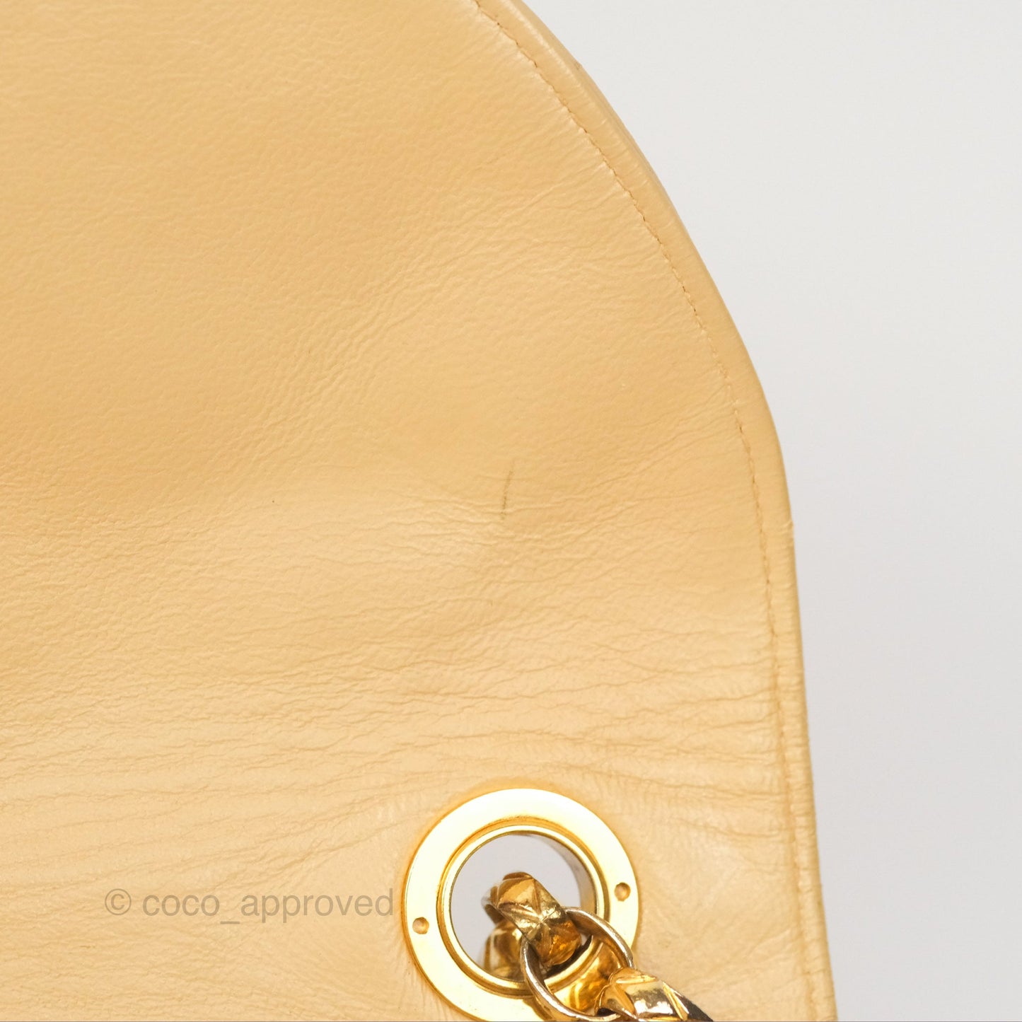 Chanel Vintage Round Flap Bag Quilted Beige Lambskin Gold Hardware