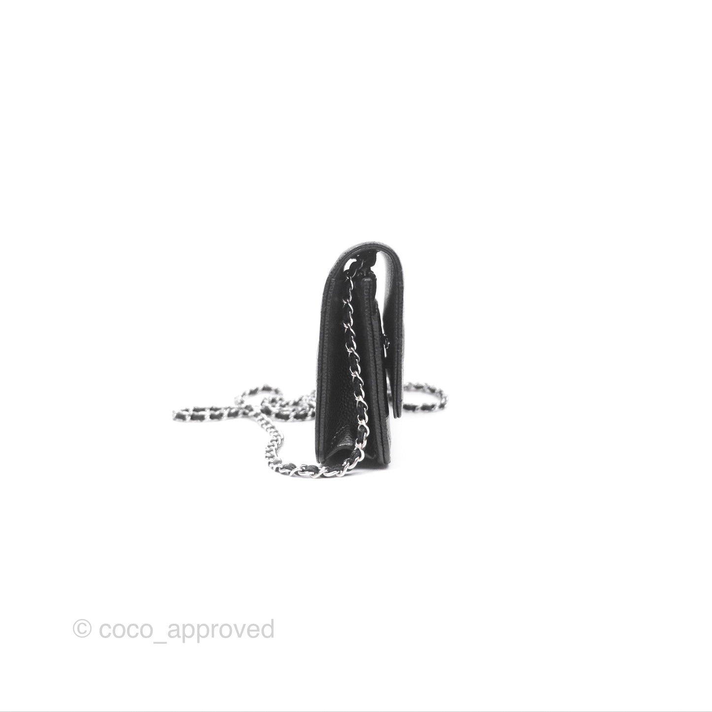 Chanel Classic Wallet On Chain WOC Quilted Black Caviar Silver Hardware