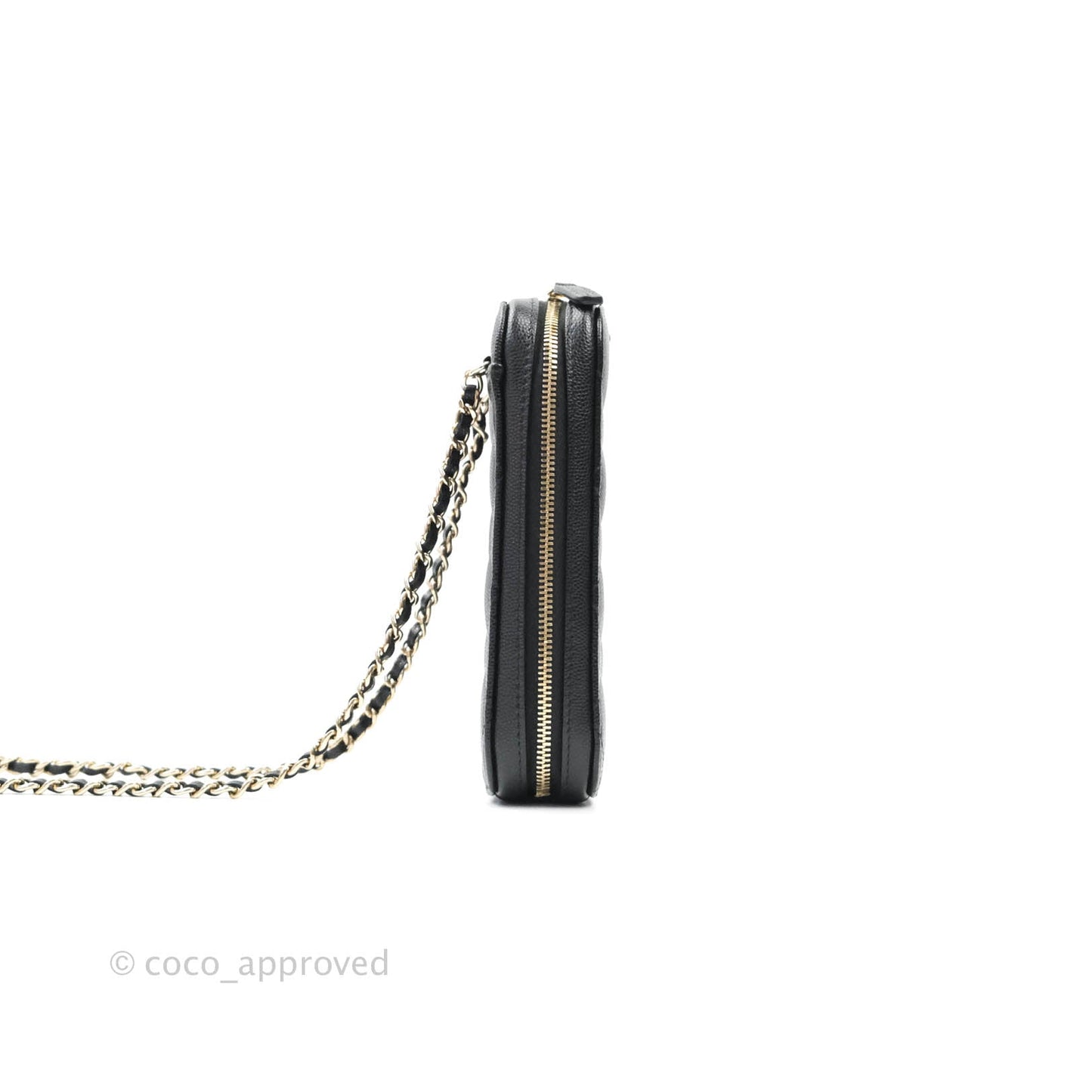 Chanel Quilted Classic Clutch With Chain Black Caviar Light Gold Hardware