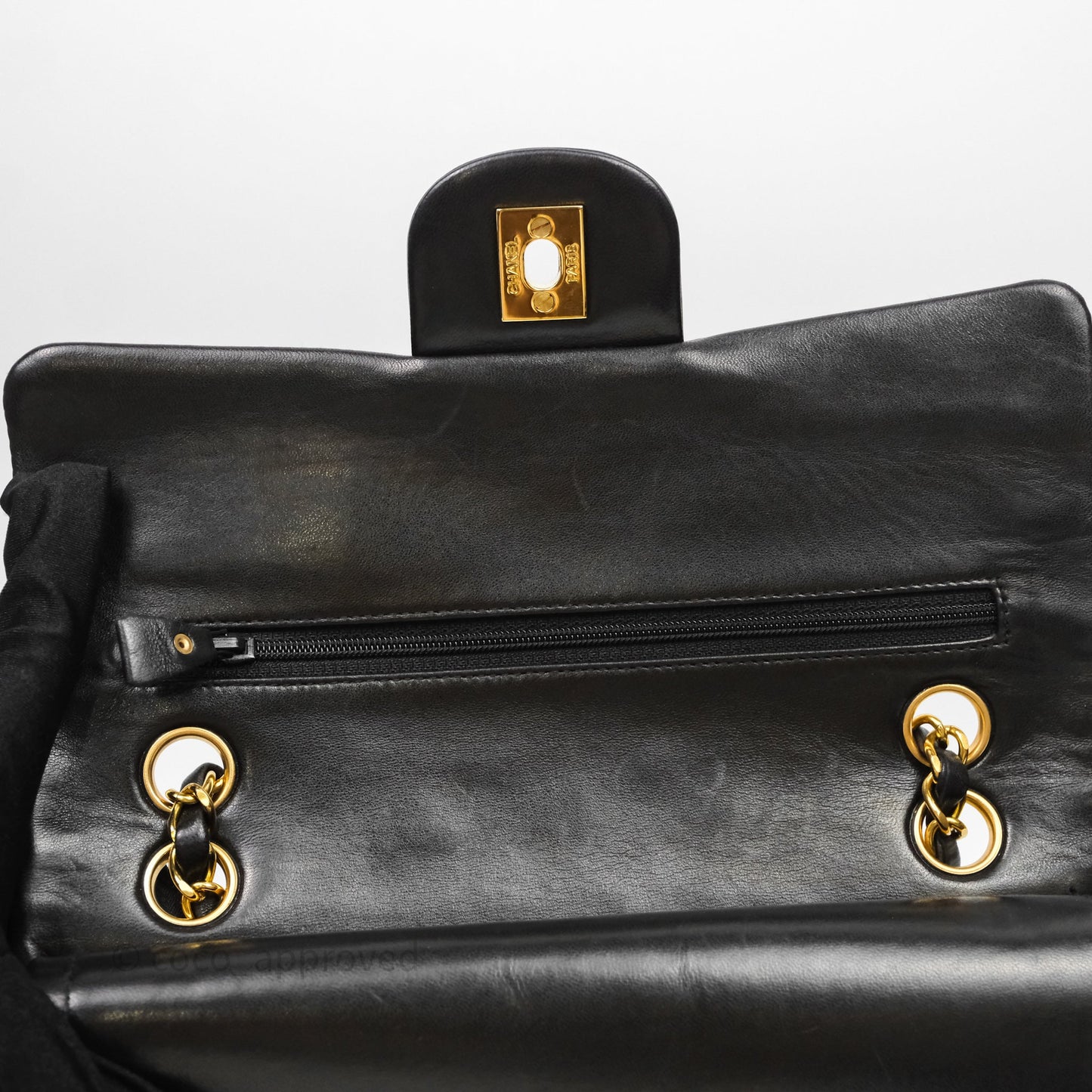 Chanel Vintage Classic Small Flap Bag Black Lambskin 24K Gold Hardware