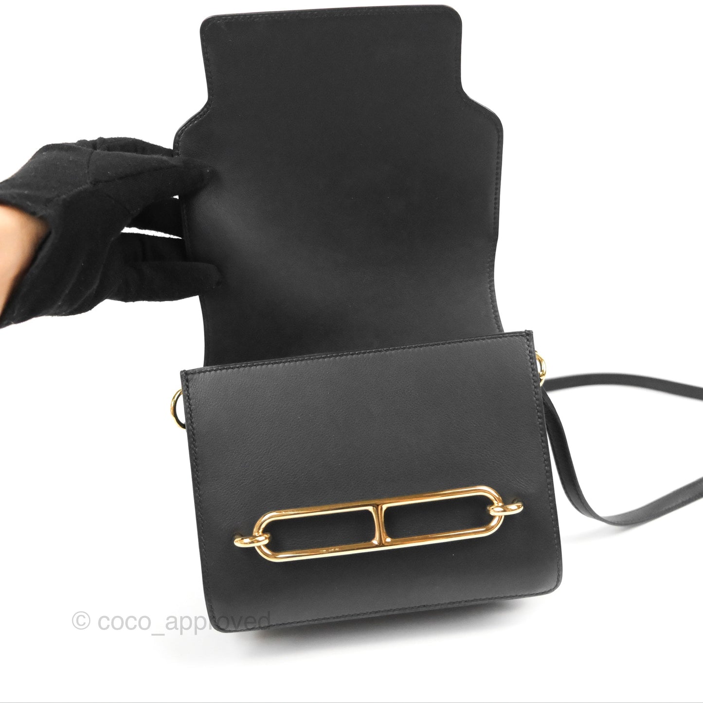 Hermès Roulis Mini 18 Black Swift Gold Hardware
