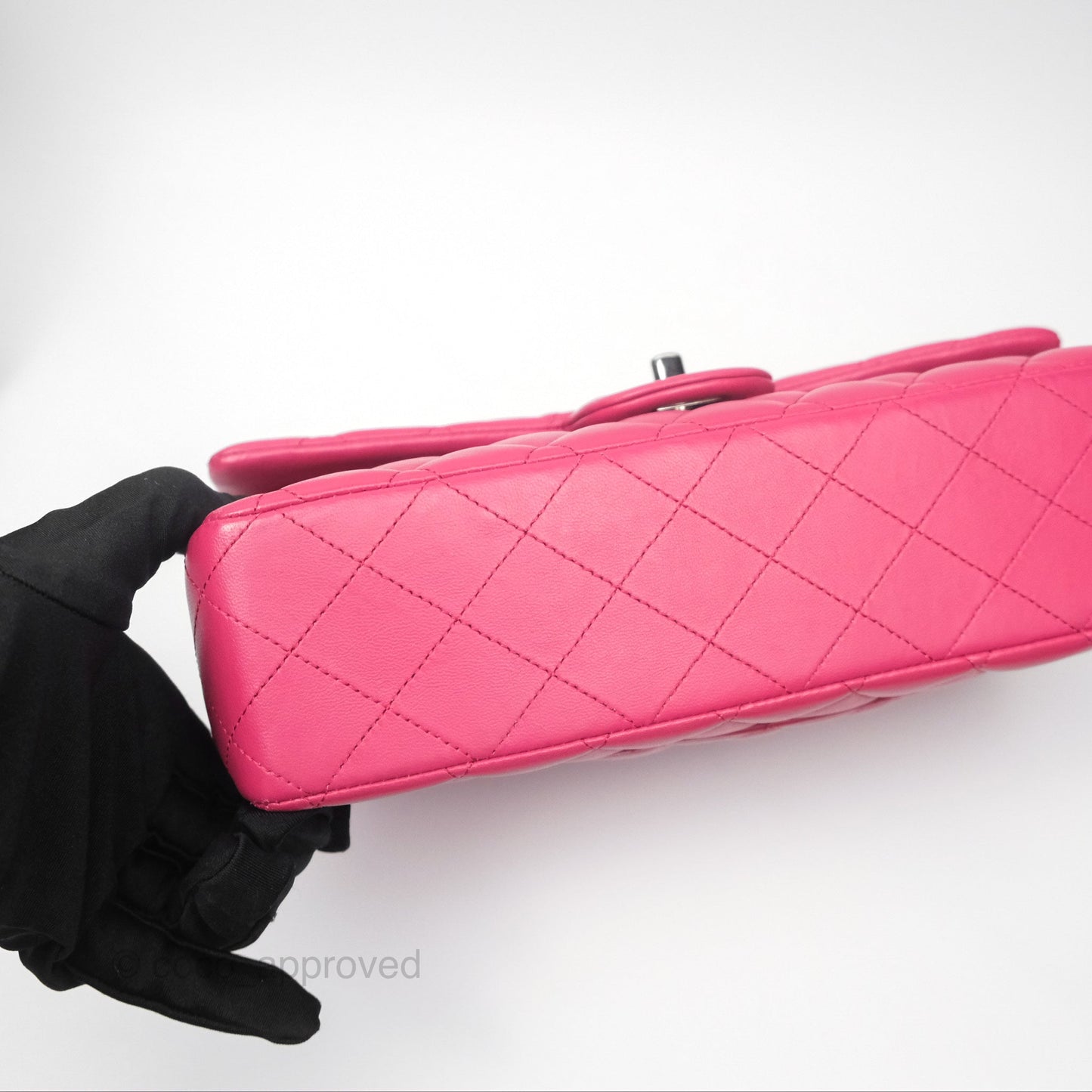 Chanel Classic M/L Medium Flap Quilted Dark Pink Lambskin Silver Hardware