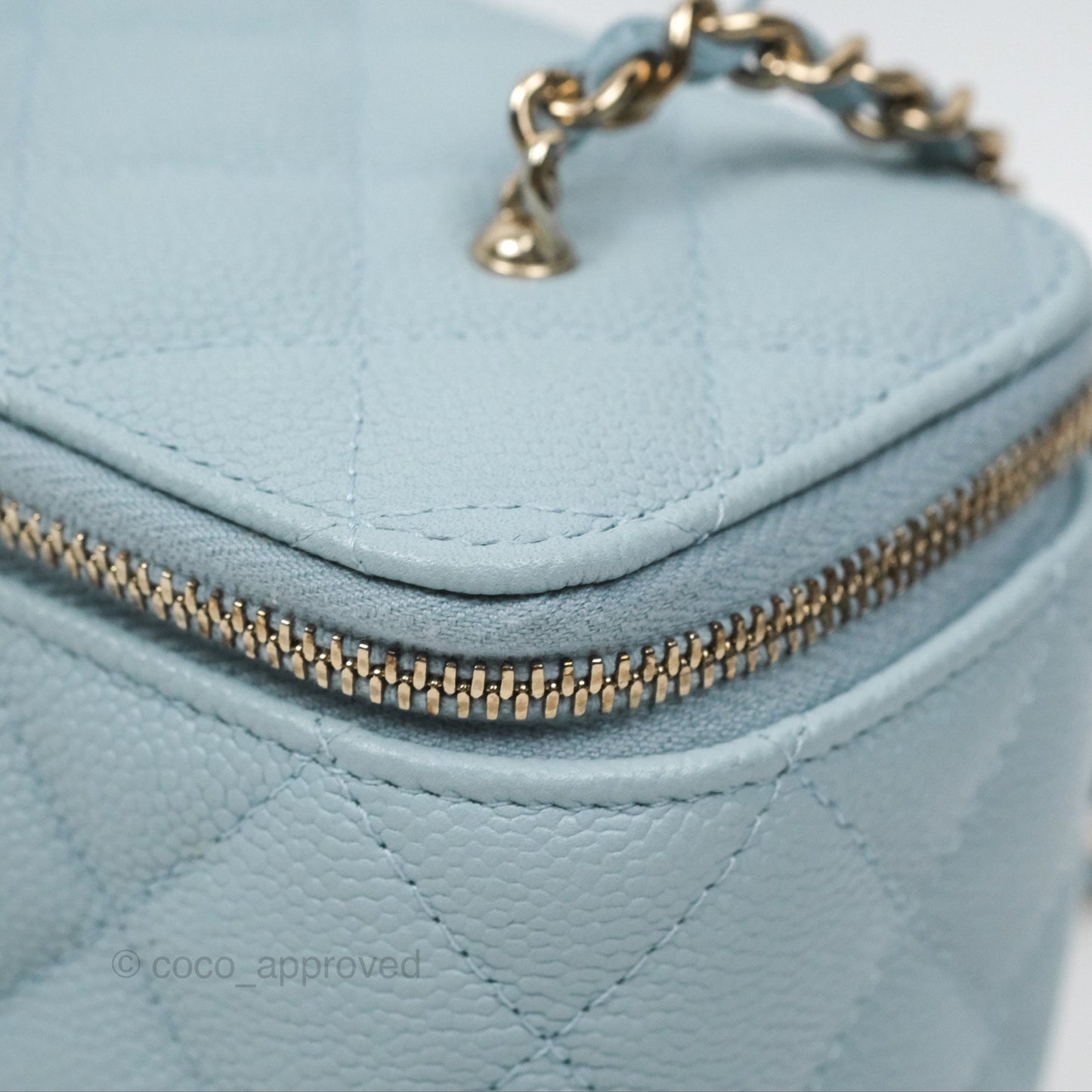 Chanel Vanity with CC Chain Light Blue Caviar Gold Hardware