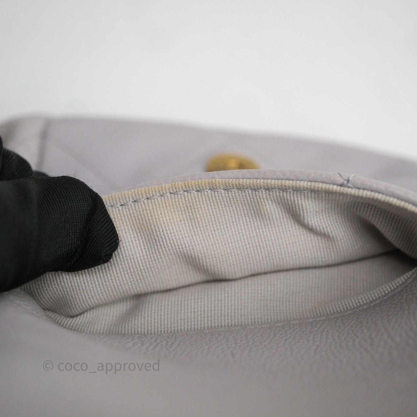 Chanel Double Pocket Hobo Bag Grey Caviar Aged Gold Hardware