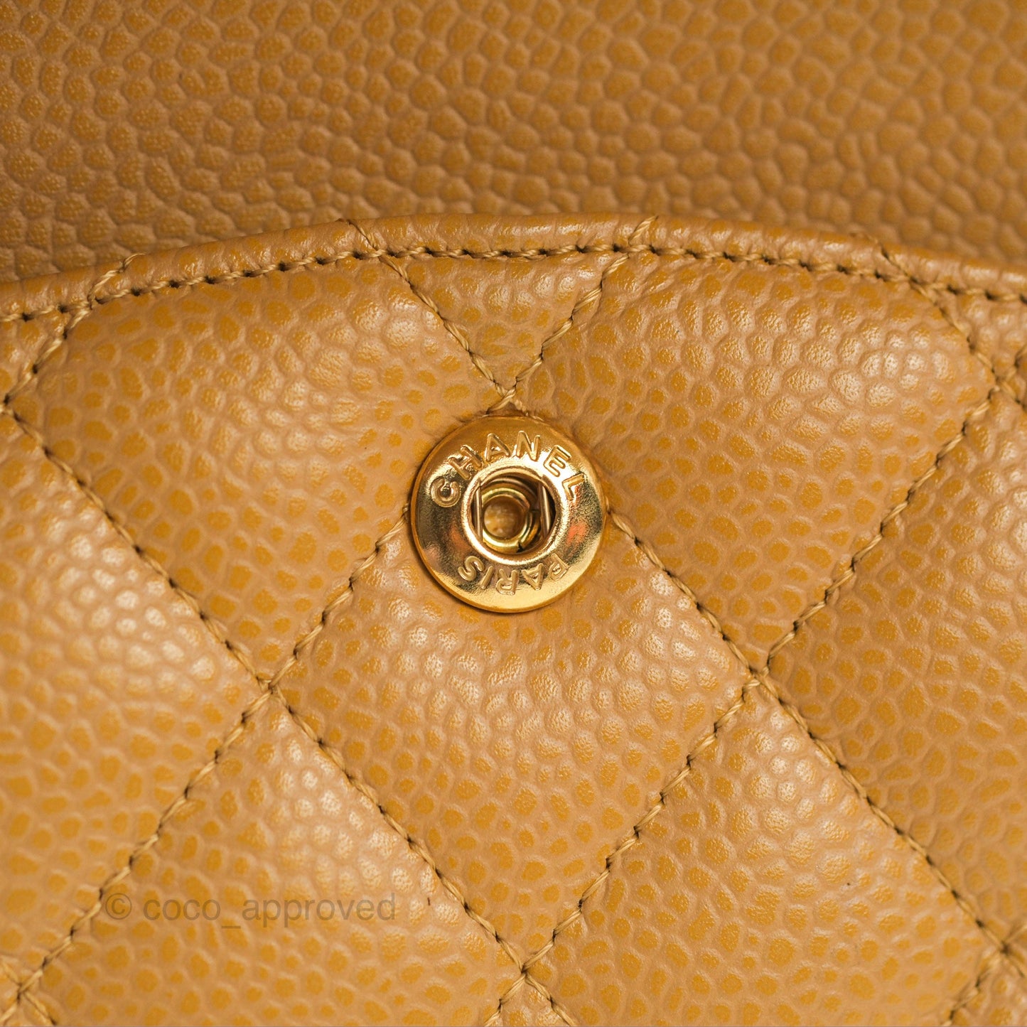 Chanel Classic M/L Medium Flap Quilted Dark Beige Caviar 24K Gold Hardware
