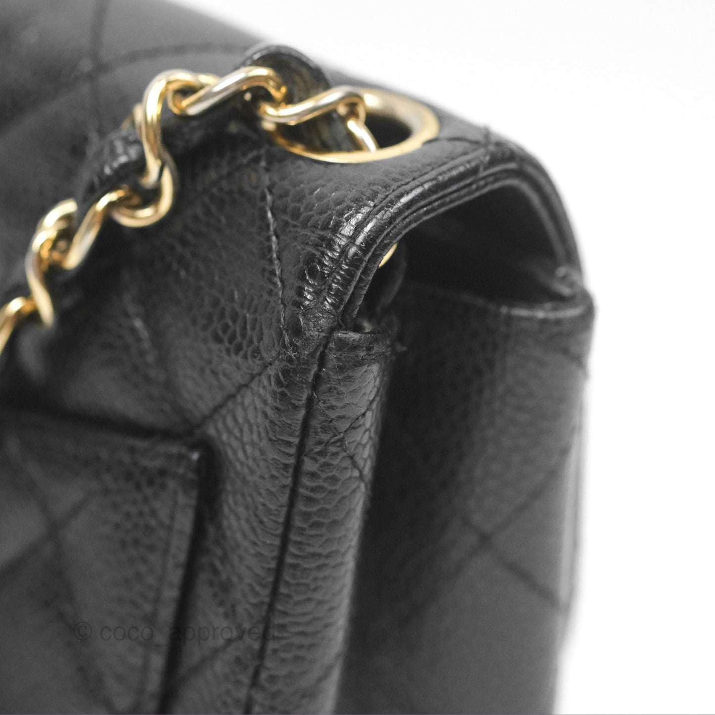 Chanel Vintage Mini Square Quilted Black Caviar Gold Hardware