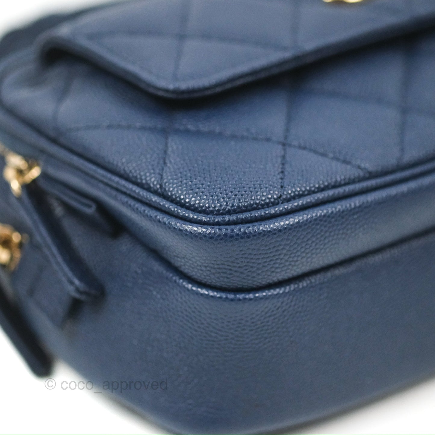Chanel Quilted Caviar Waist Bag Navy Gold Hardware With Detachable Pouch