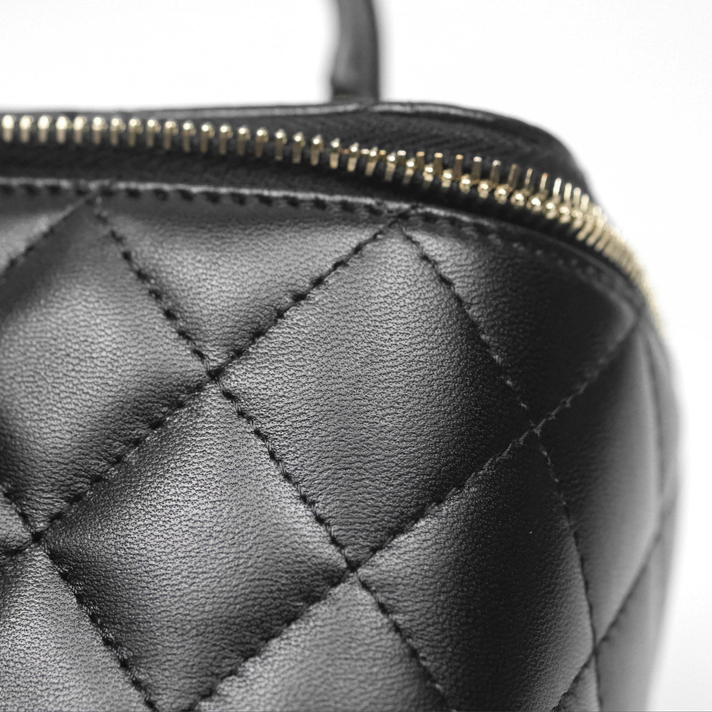 Chanel Vanity Rectangular Top Handle Black Lambskin Gold Hardware