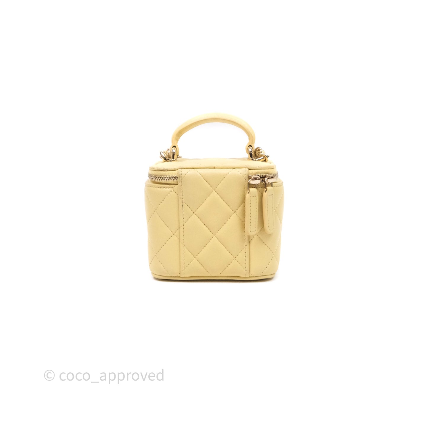 Chanel Mini Top Handle Vanity With Chain Yellow Lambskin Gold Hardware