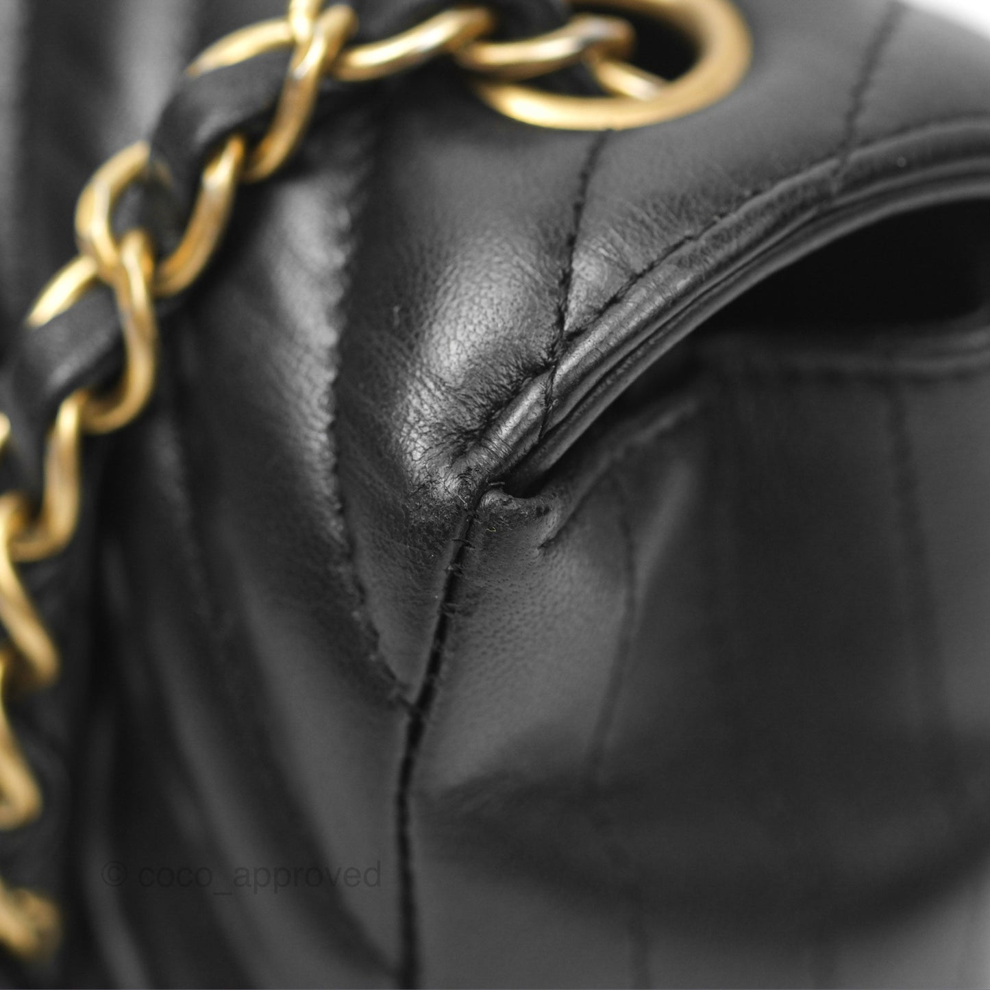 Chanel Chevron Mini Rectangular Black Lambskin Aged Gold Hardware
