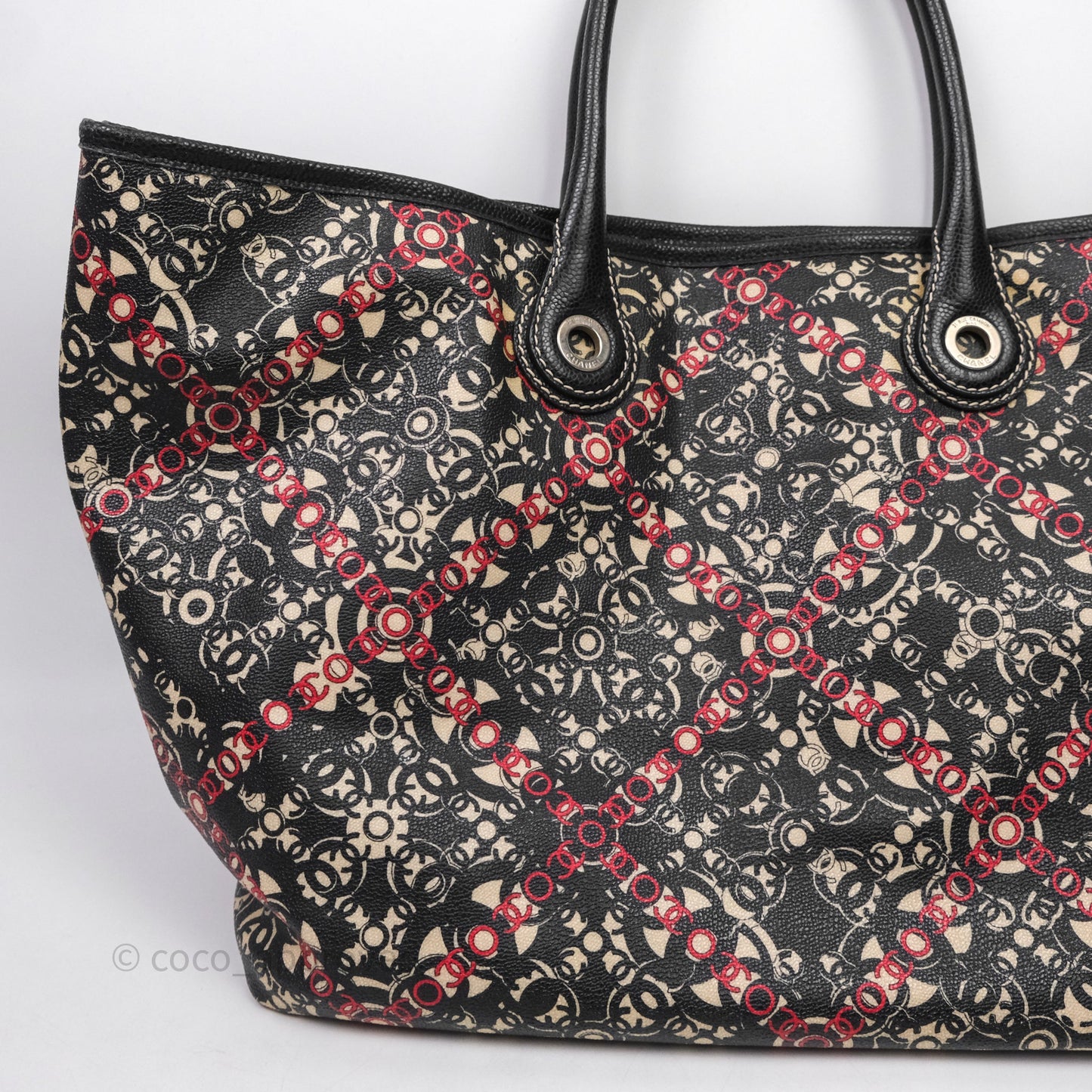 Chanel CC Print Logo Tote Bag Black