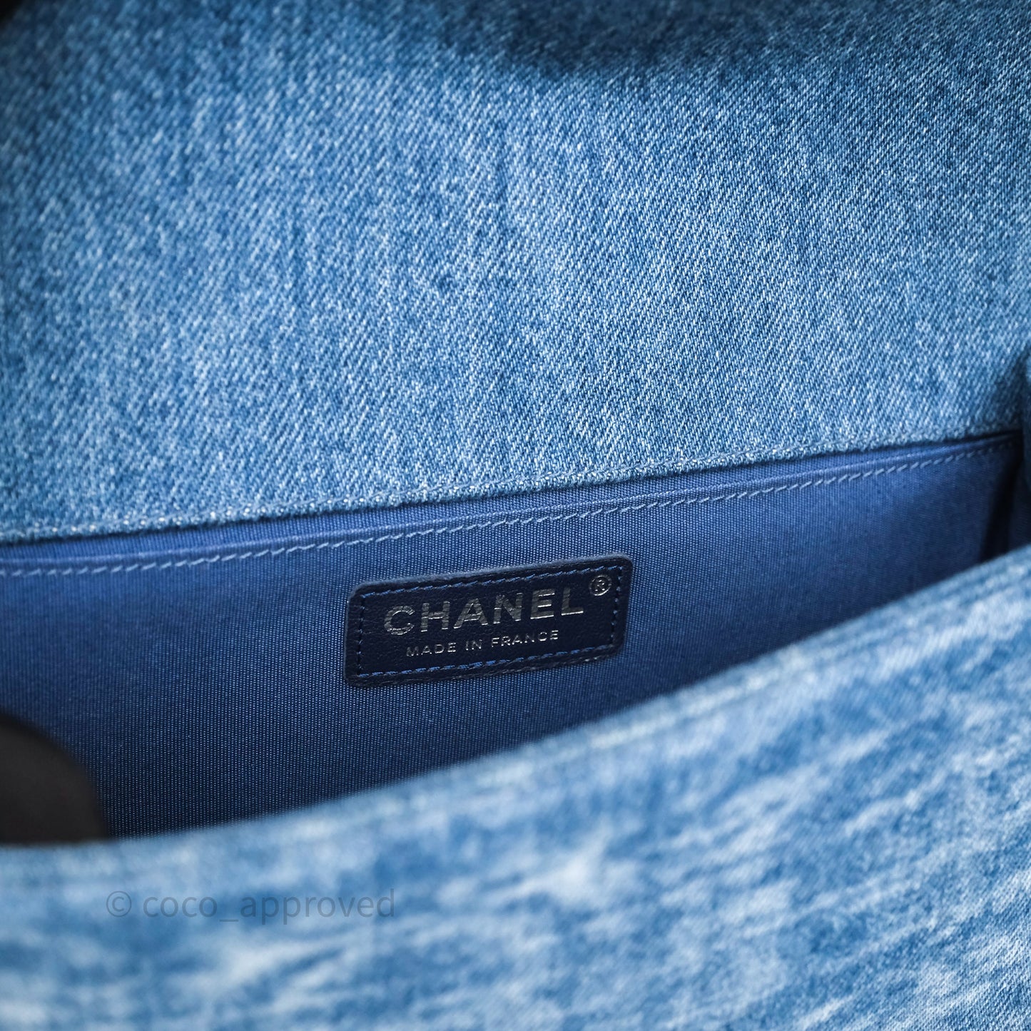 Chanel Medium Boy Blue Denim Tweed Silver Hardware