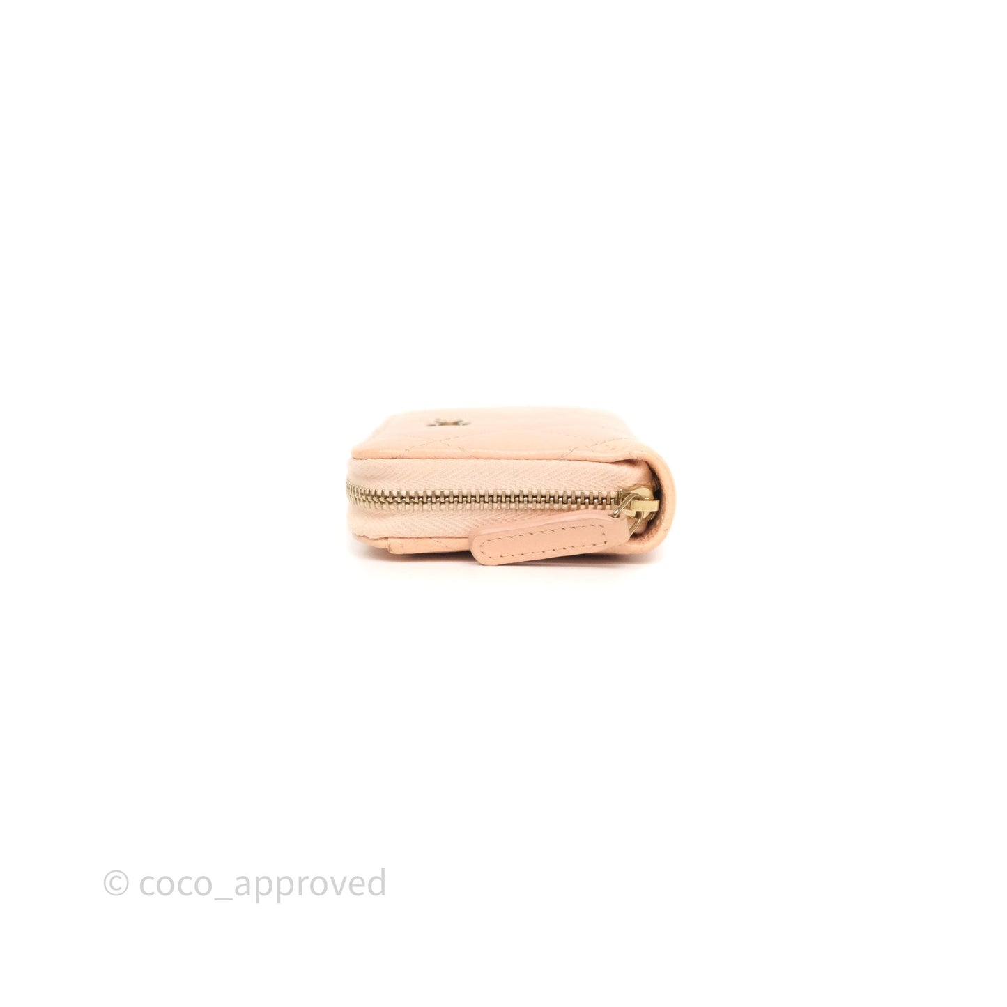 Chanel Classic Zipped Coin Purse Salmon Pink Caviar Gold Hardware