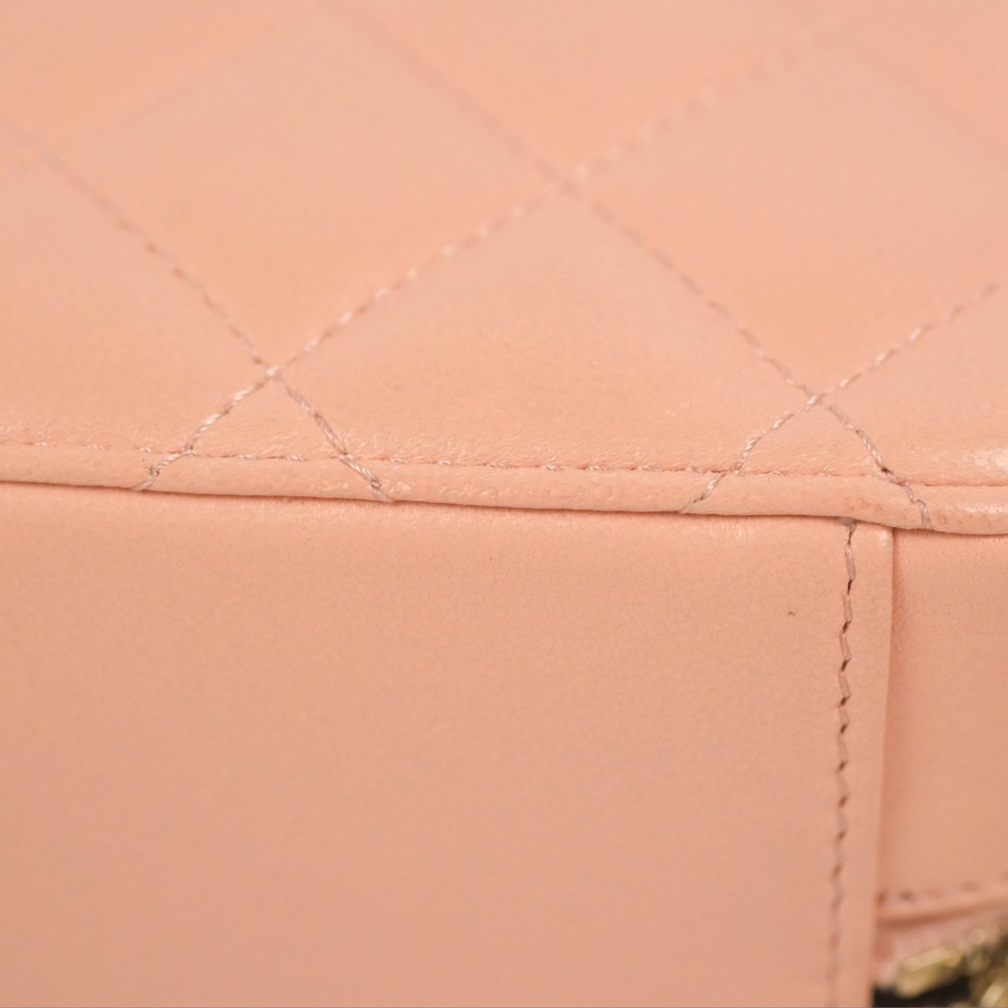Chanel Mini Pearl Crush Quilted Camera Case Orange Blair Lambskin Aged Gold Hardware