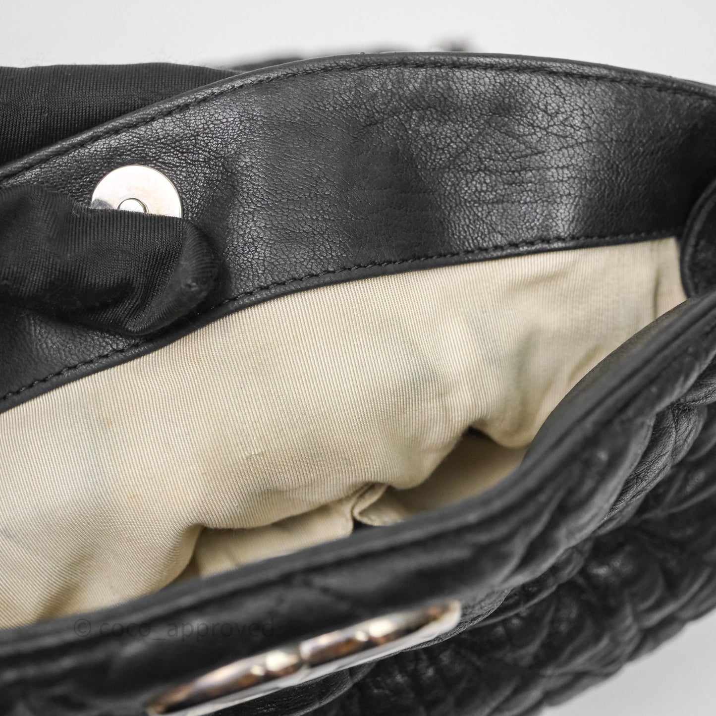 Chanel Chain Around Calfskin Hobo Black Silver Hardware