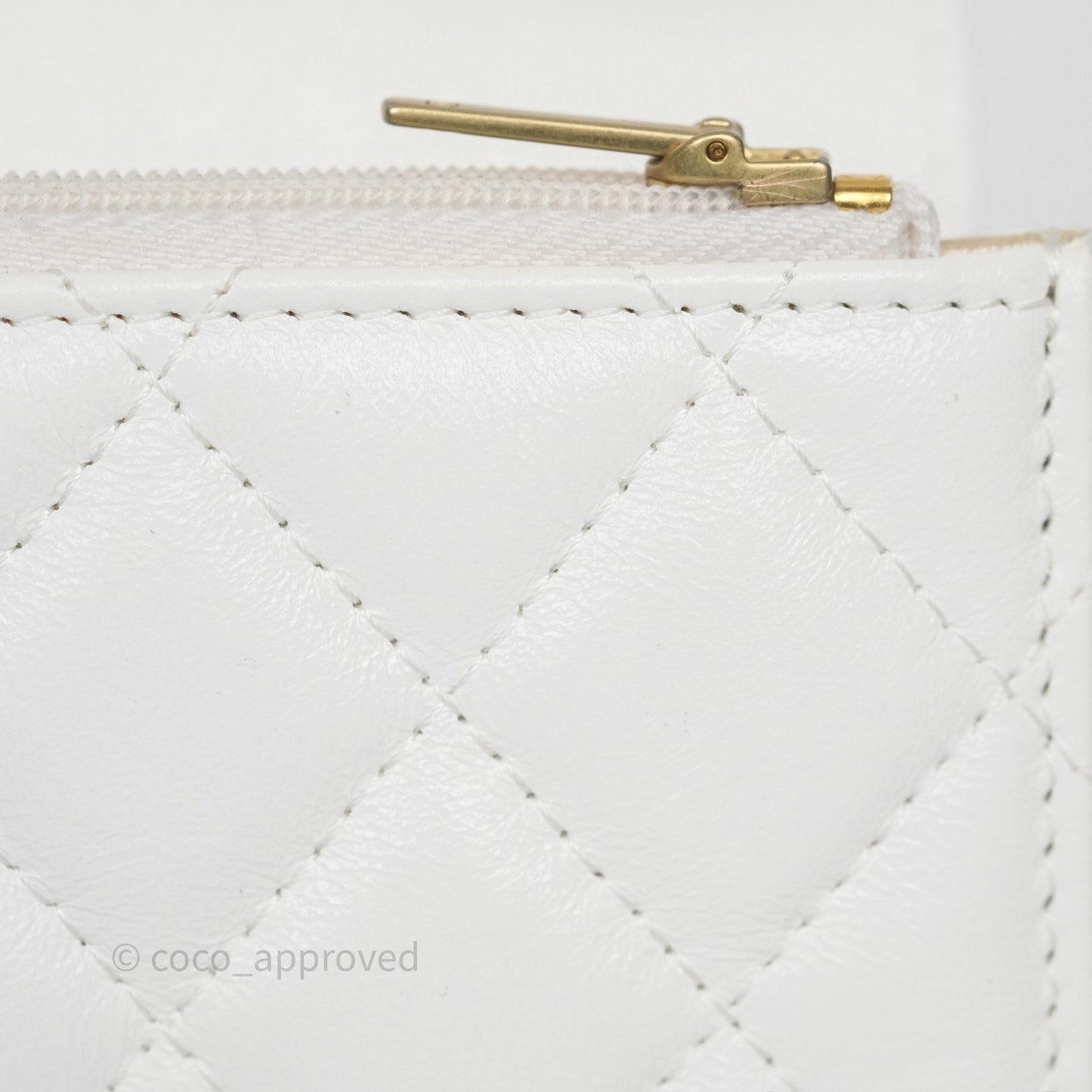 Chanel Dynasty Phone Holder with Chain White Ivory Lambskin Aged Gold Hardware
