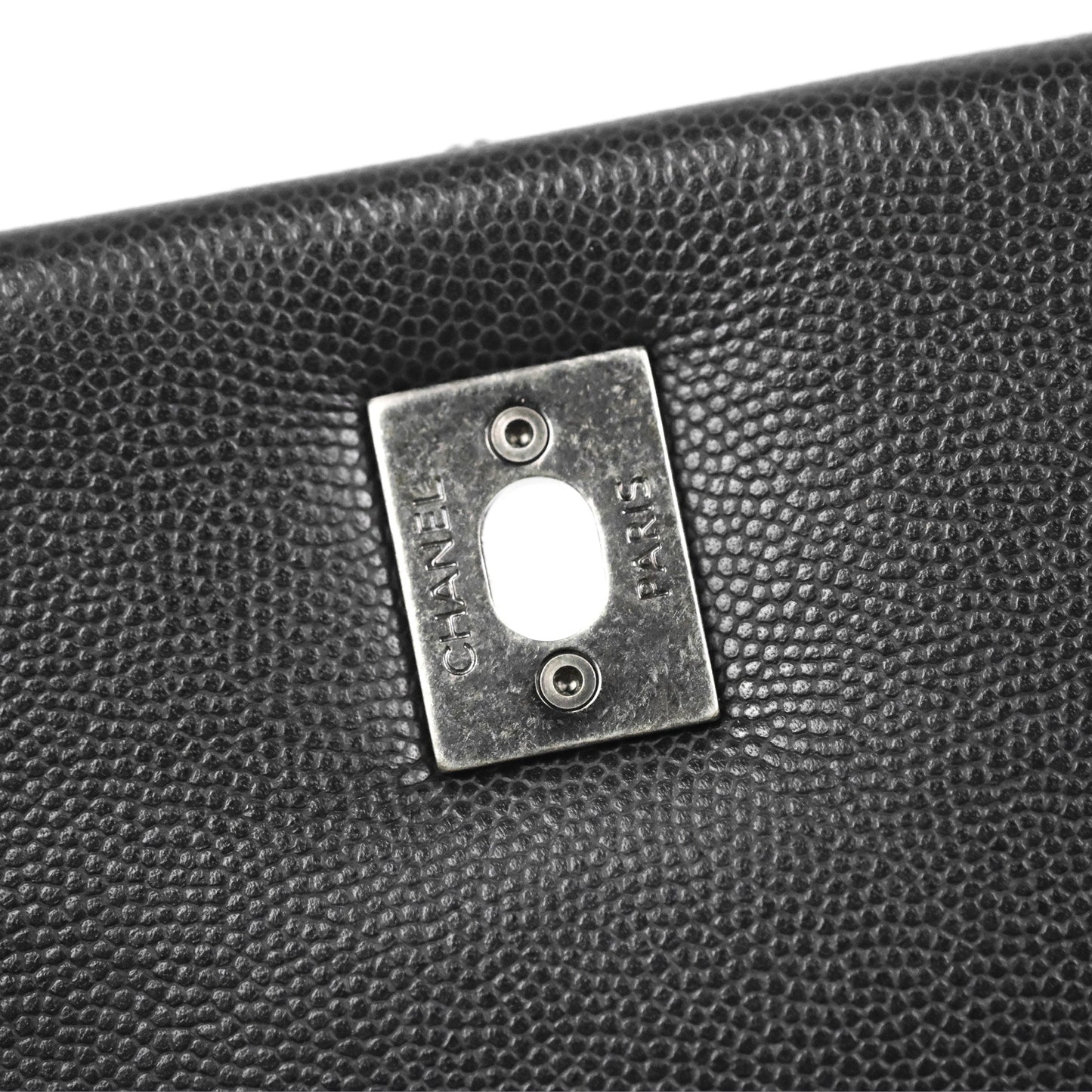 Chanel Large Coco Handle Quilted Black Caviar Ruthenium Hardware