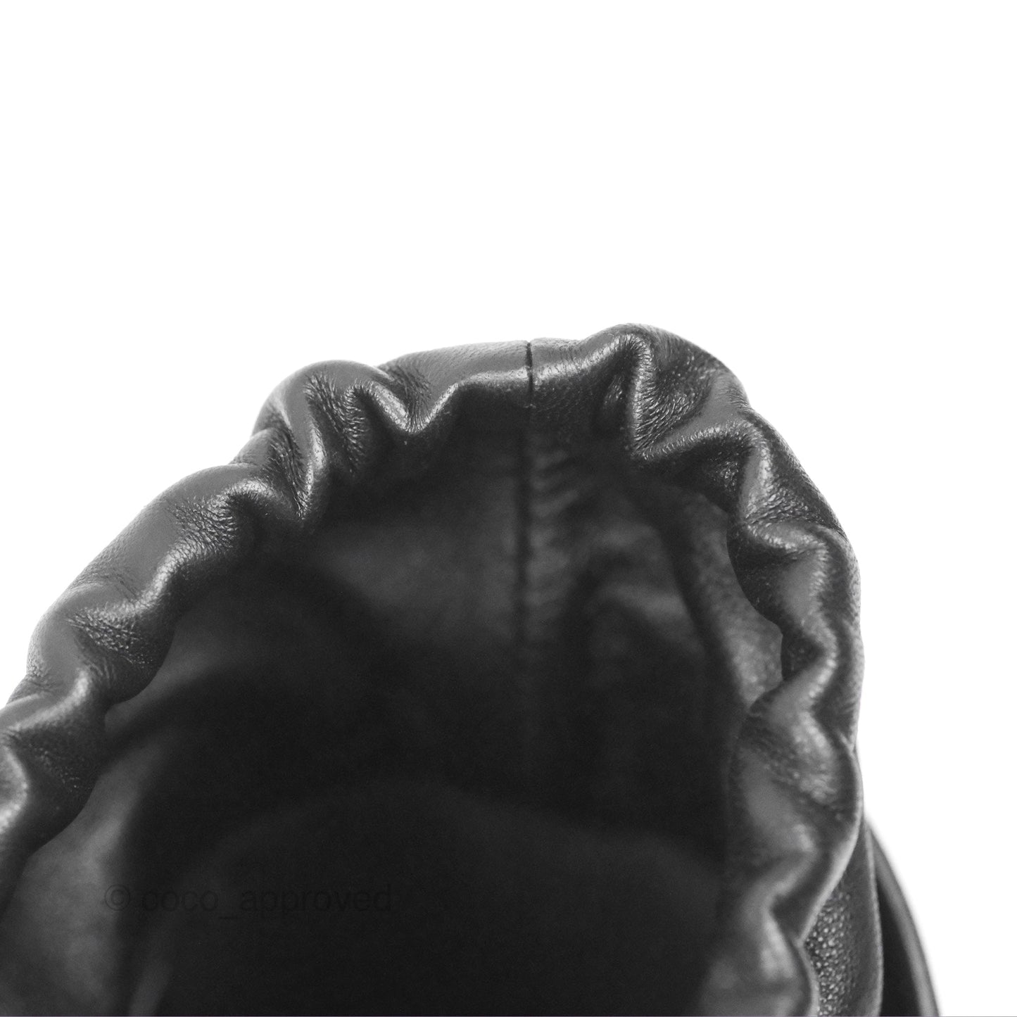 Chanel Drawstring Bucket Bag Quilted Black Caviar Aged Gold Hardware