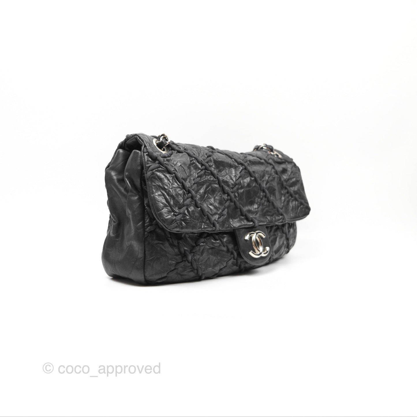 Chanel Large Flap Bag Dark Navy Silver Hardware