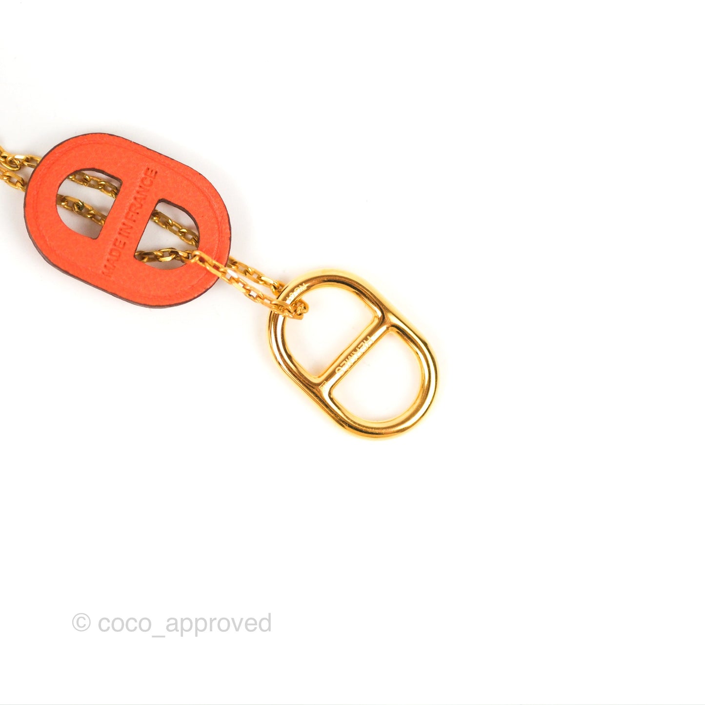 Hermès O'Maillon Pendant Orange Swift Gold Tone