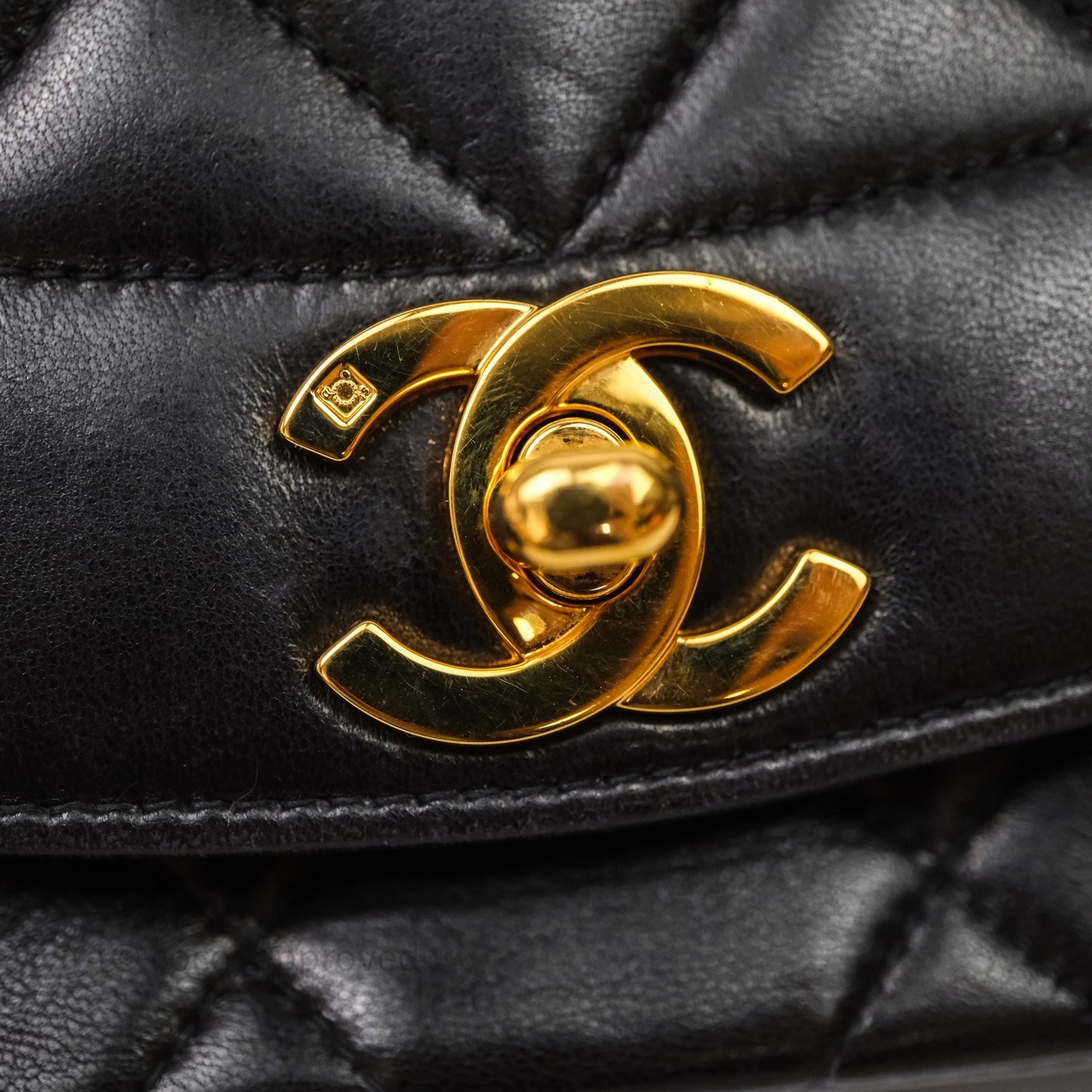 Chanel Vintage Small Quilted Classic Diana Flap Bag Black Lambskin 24K Gold Hardware