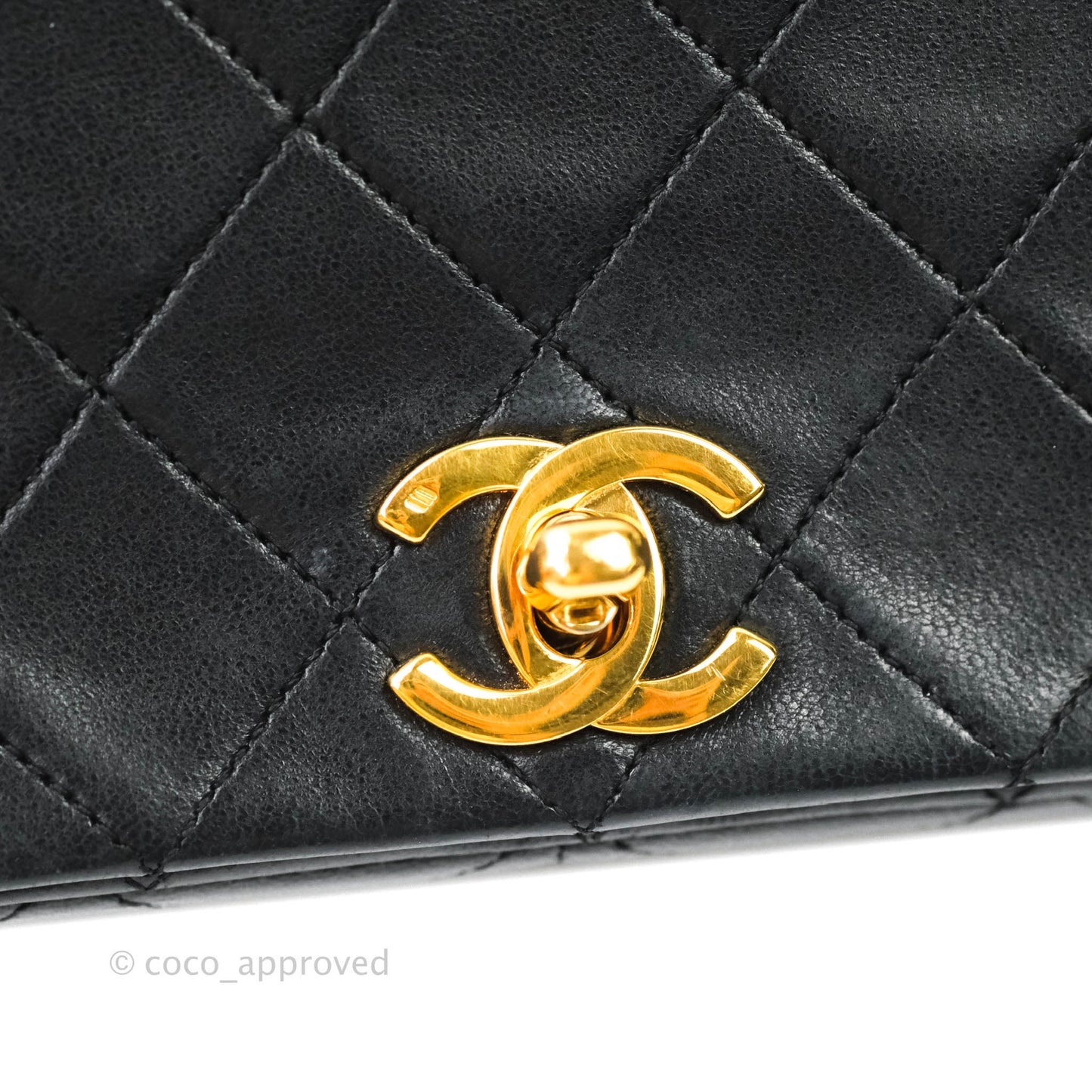 Chanel Vintage Small Single Full Flap Bag Black Lambskin 24K Gold Hardware
