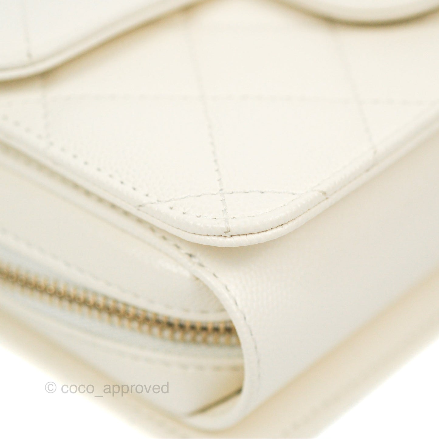 Chanel Quilted Small Like The Wallet Flap Ivory White Caviar Light Gold Hardware 22C