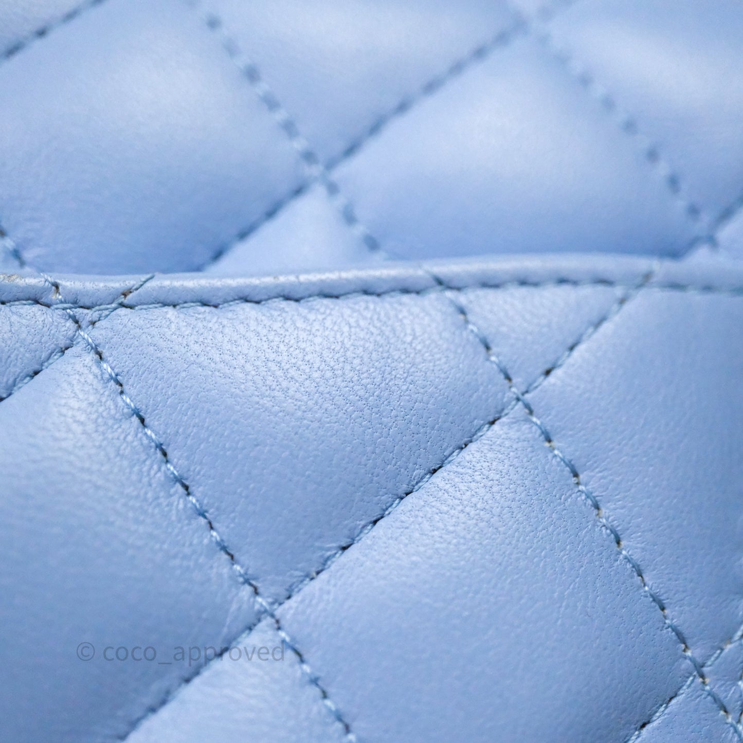 Chanel Mini Square Quilted Sky Blue Lambskin Gold Hardware