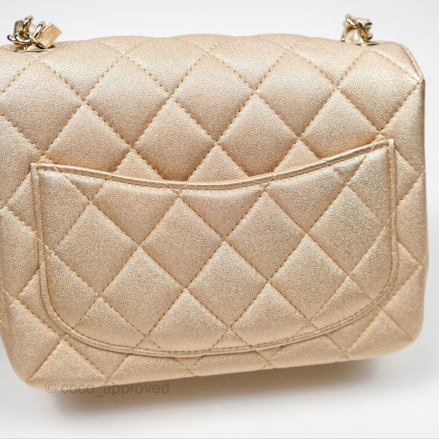Chanel Quilted Mini Square Iridescent Gold Lambskin Gold Hardware 21P