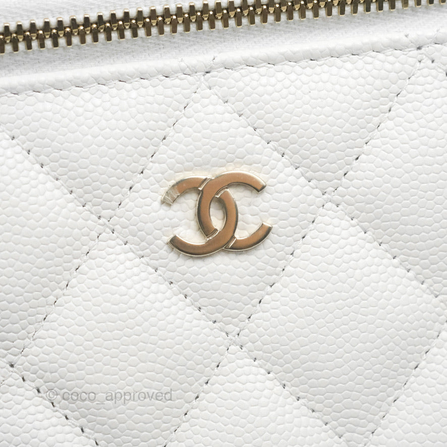 Chanel Classic Vanity with Chain White Caviar Gold Hardware