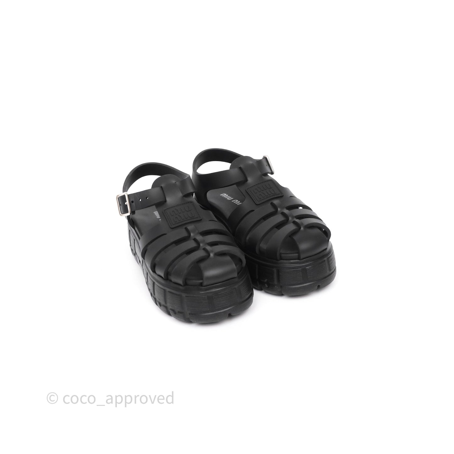 Miu Miu Soft Cage Flatform Sandal Black Size 36