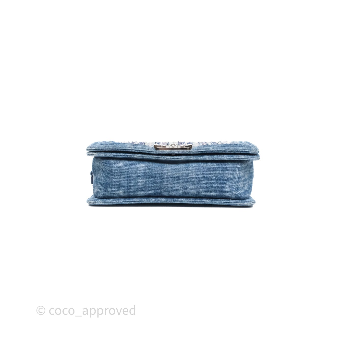 Chanel Medium Boy Blue Denim Tweed Silver Hardware