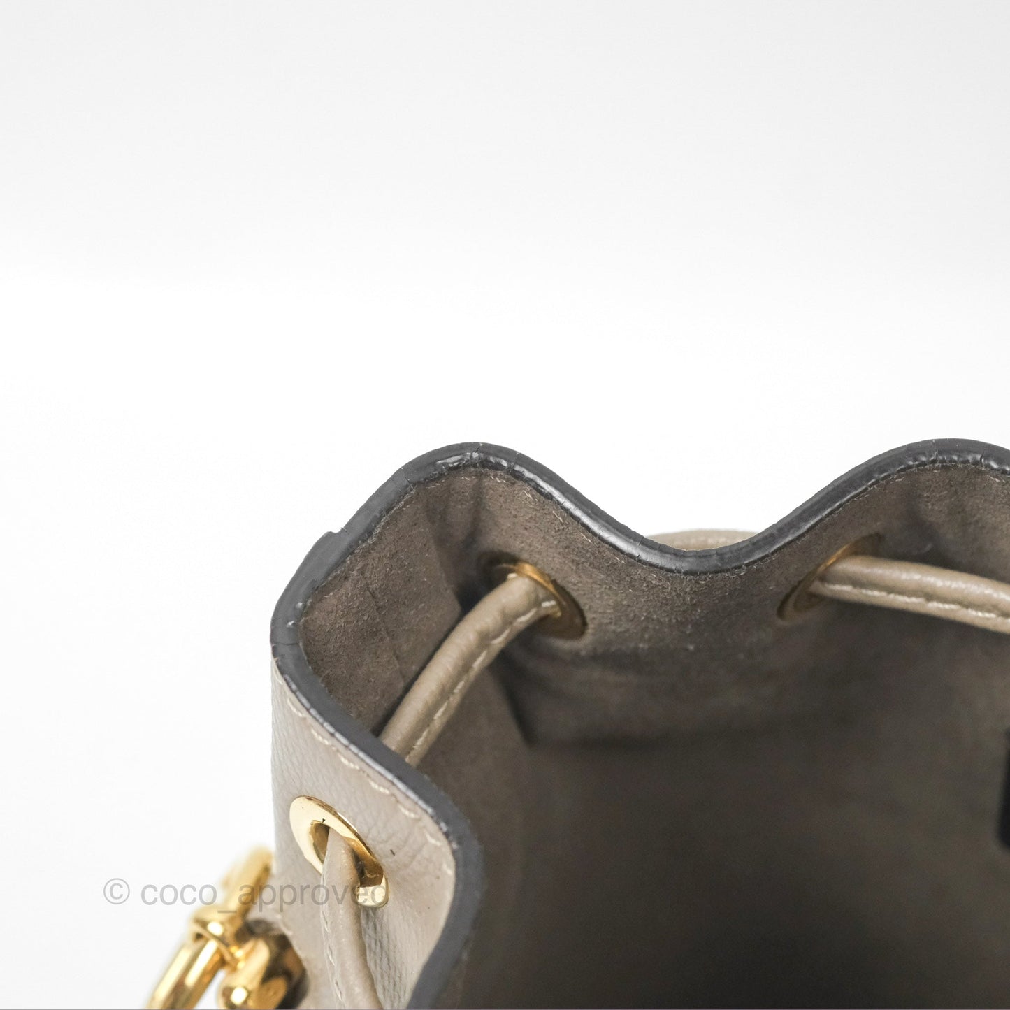 Fendi Mini Mon Tresor Bucket Bag Tortora Grained Calfskin