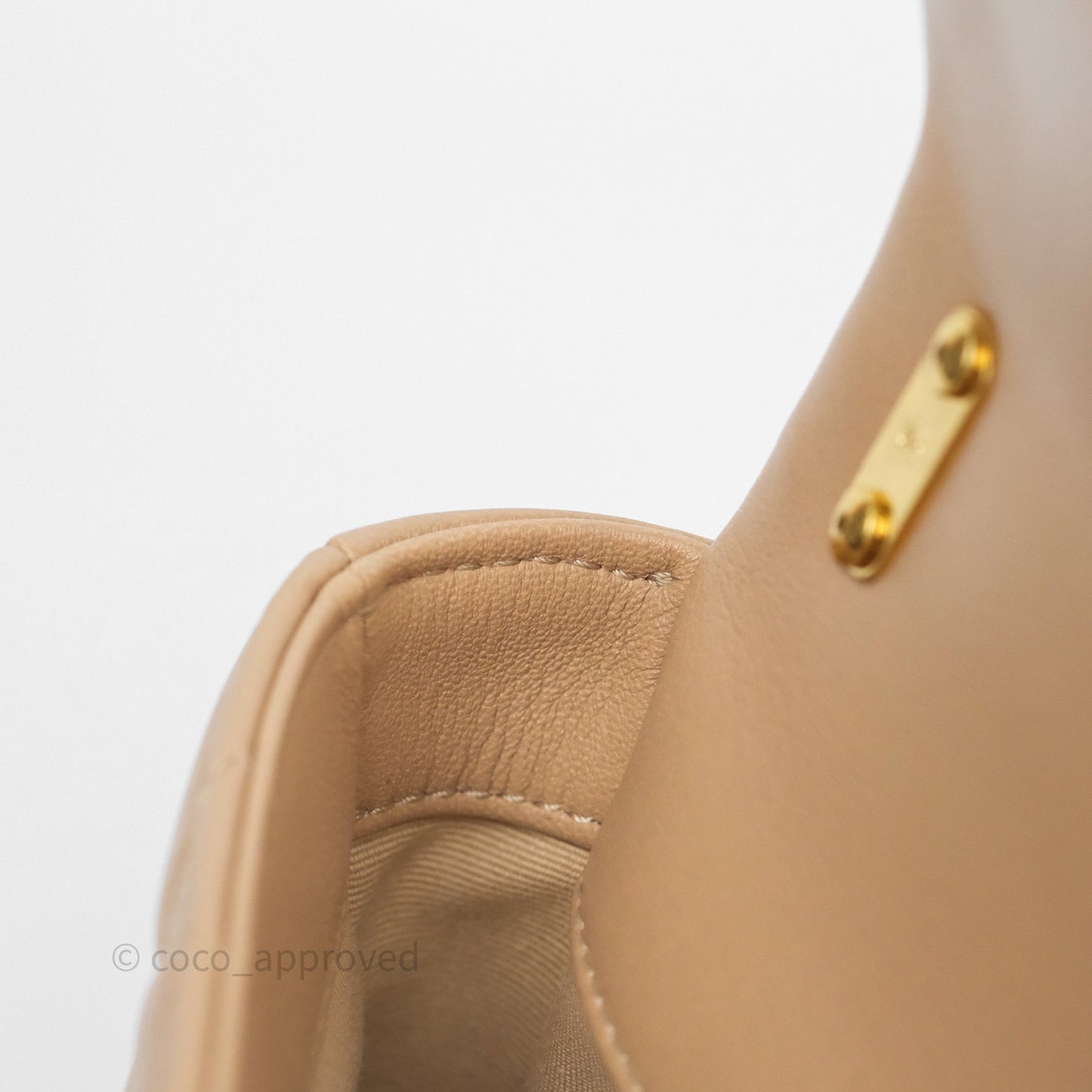 Chanel Mini CC Funky Town Flap Quilted Beige Lambskin Aged Gold Hardware