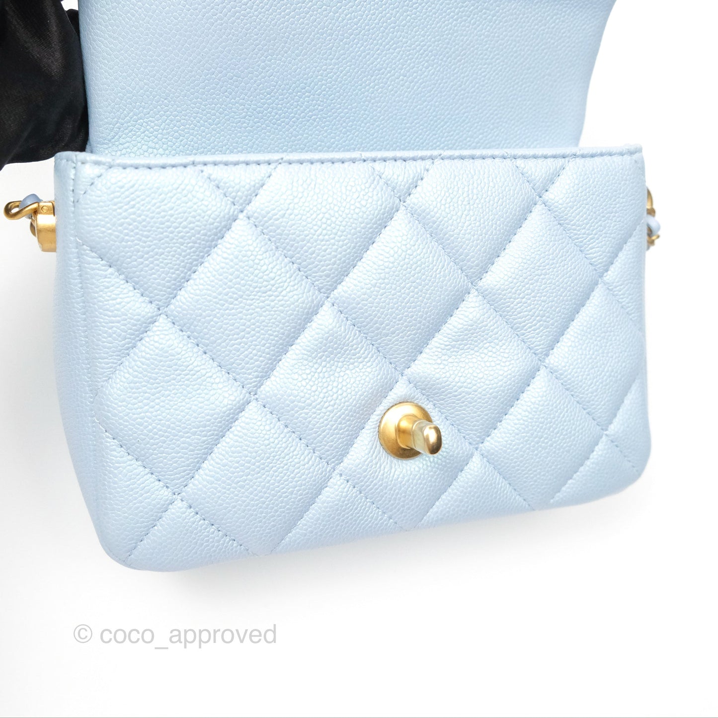 Chanel Quilted My Perfect Mini Iridescent Blue Caviar Aged Gold Hardware