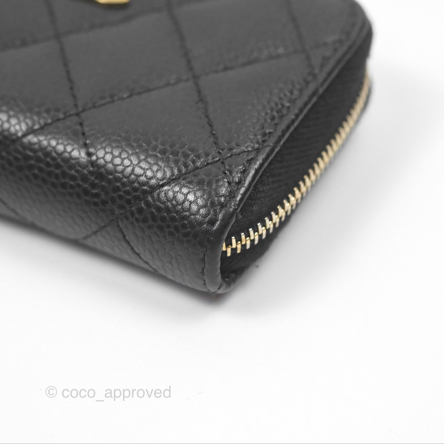 Chanel Classic Zipped Coin Purse Black Caviar Gold Hardware