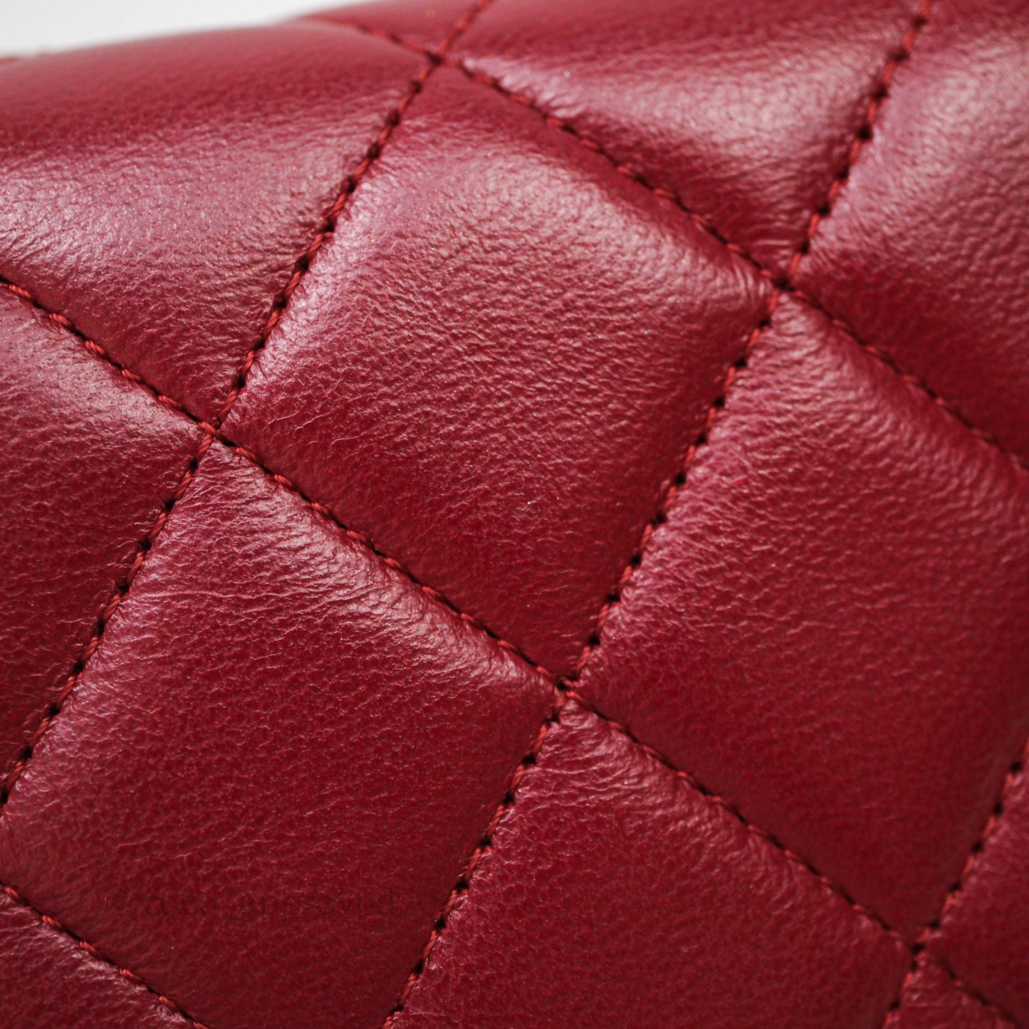 Chanel Quilted Wallet on Chain WOC Red Lambskin Silver Hardware
