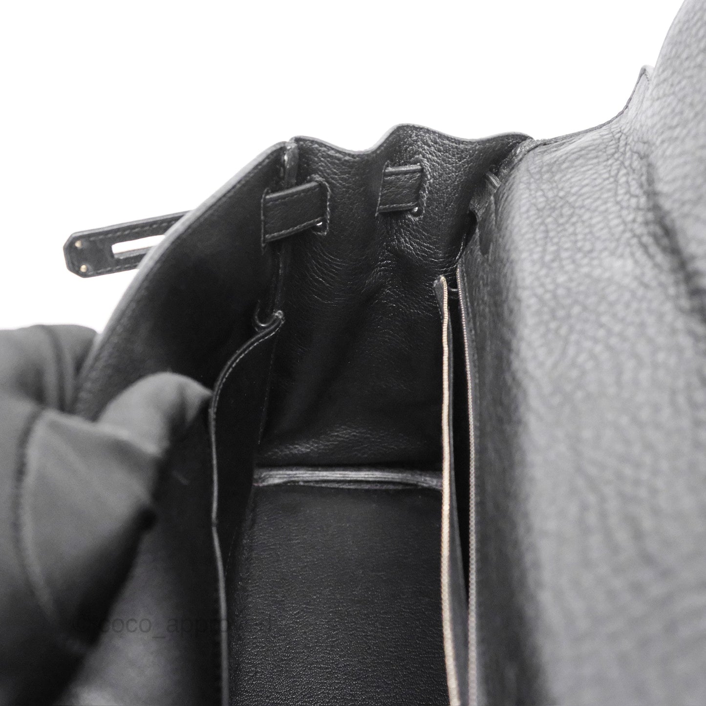 Hermès Kelly 28 Retourne Noir Black 89 Clemence Palladium Hardware
