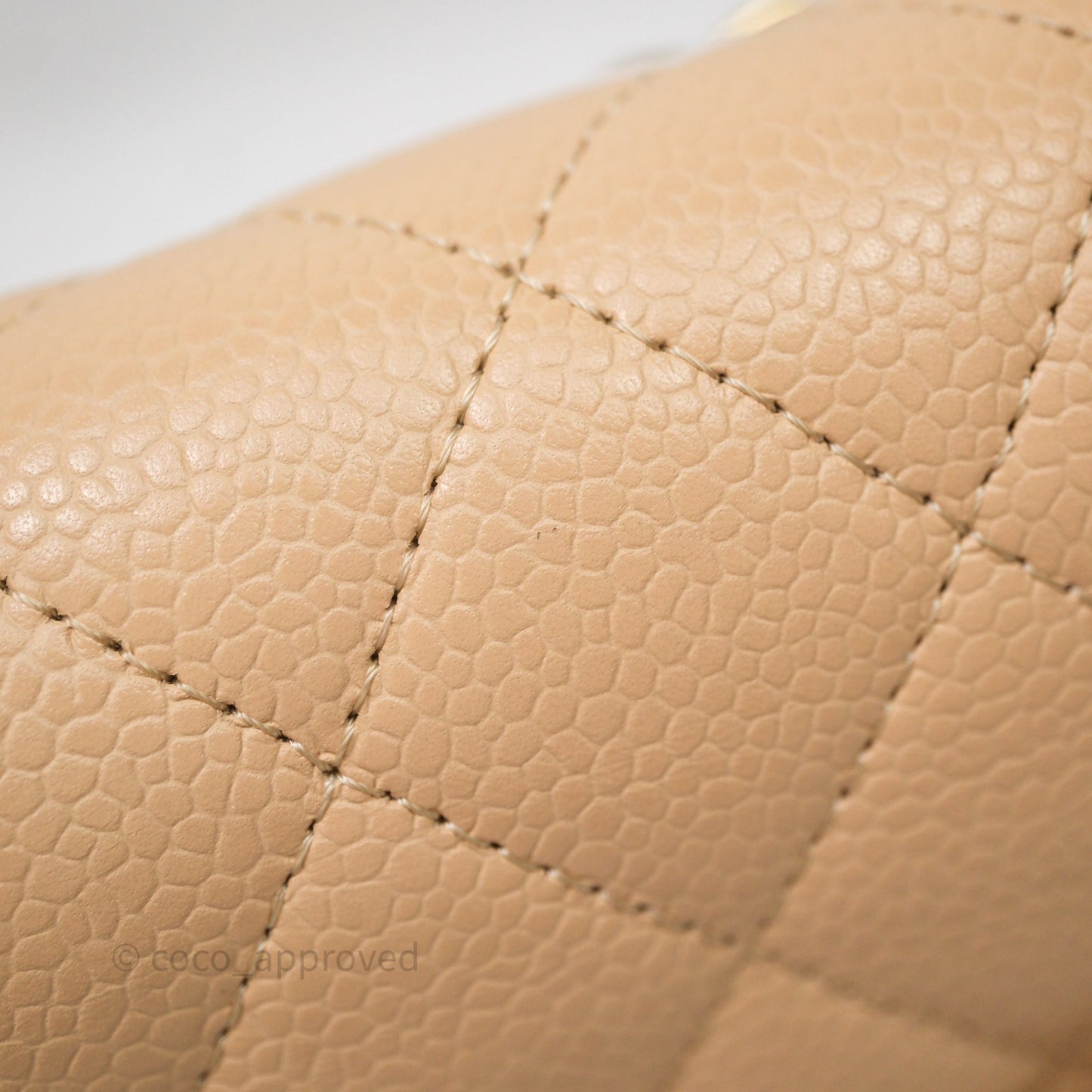 Chanel Classic M/L Medium Flap Quilted Beige Caviar Gold Hardware