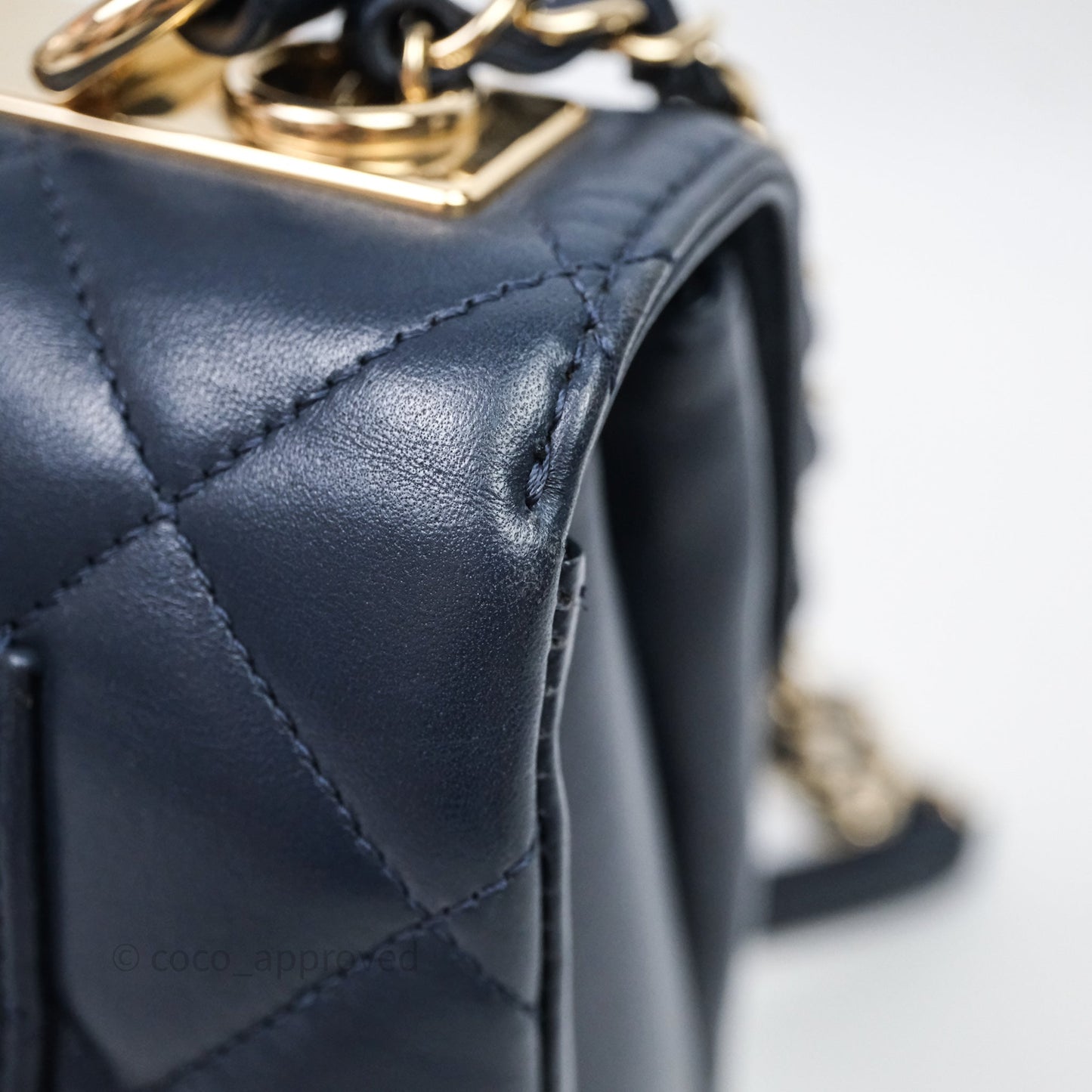 Chanel Small Trendy CC Navy Lambskin Gold Hardware