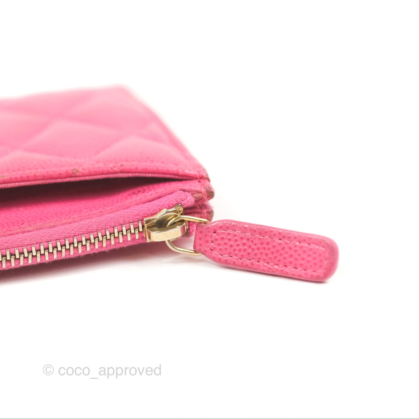 Chanel Quilted CC Zipped Card Holder Dark Pink Caviar Gold Hardware