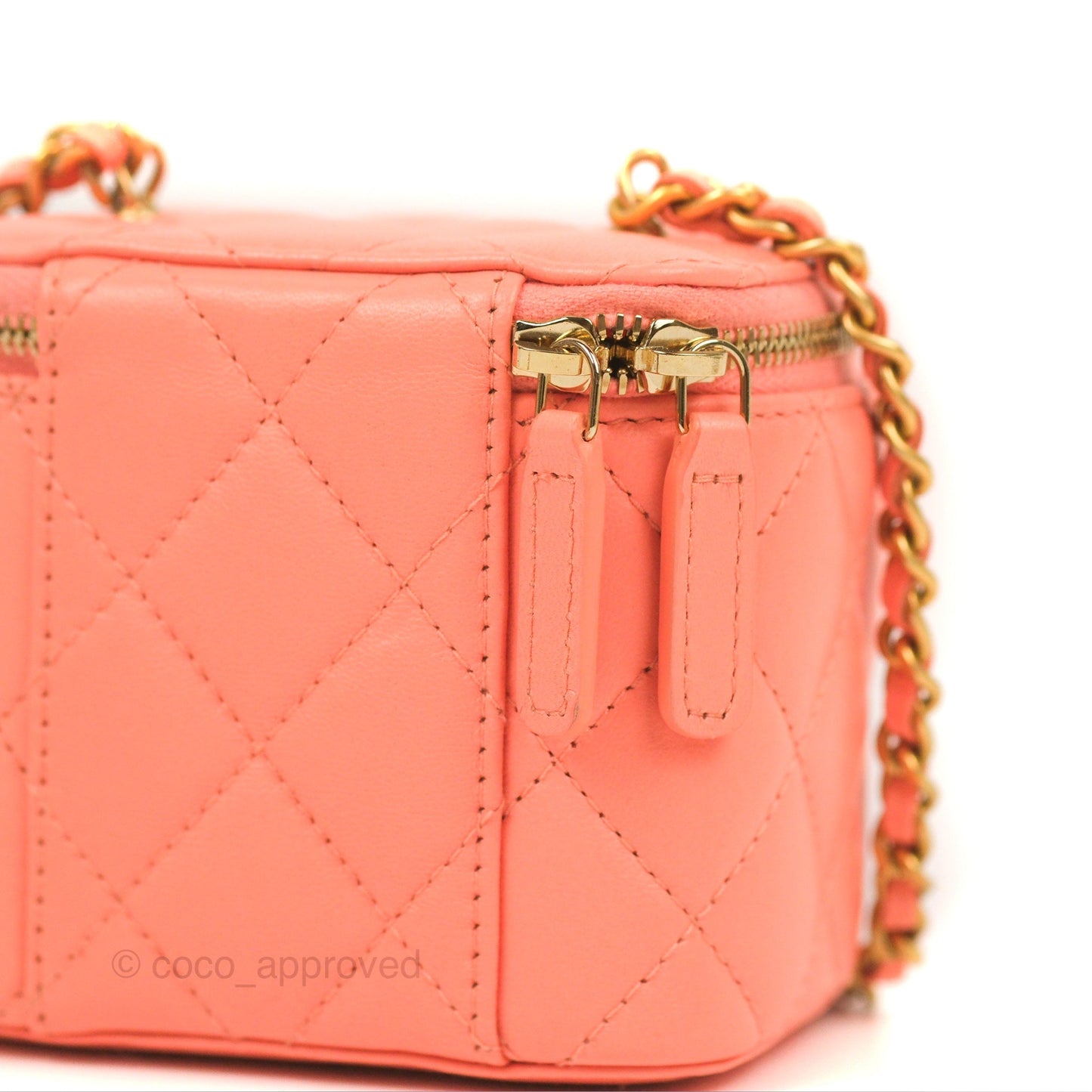 Chanel Mini Pearl Crush Vanity With Chain Orange Clair Gold Hardware
