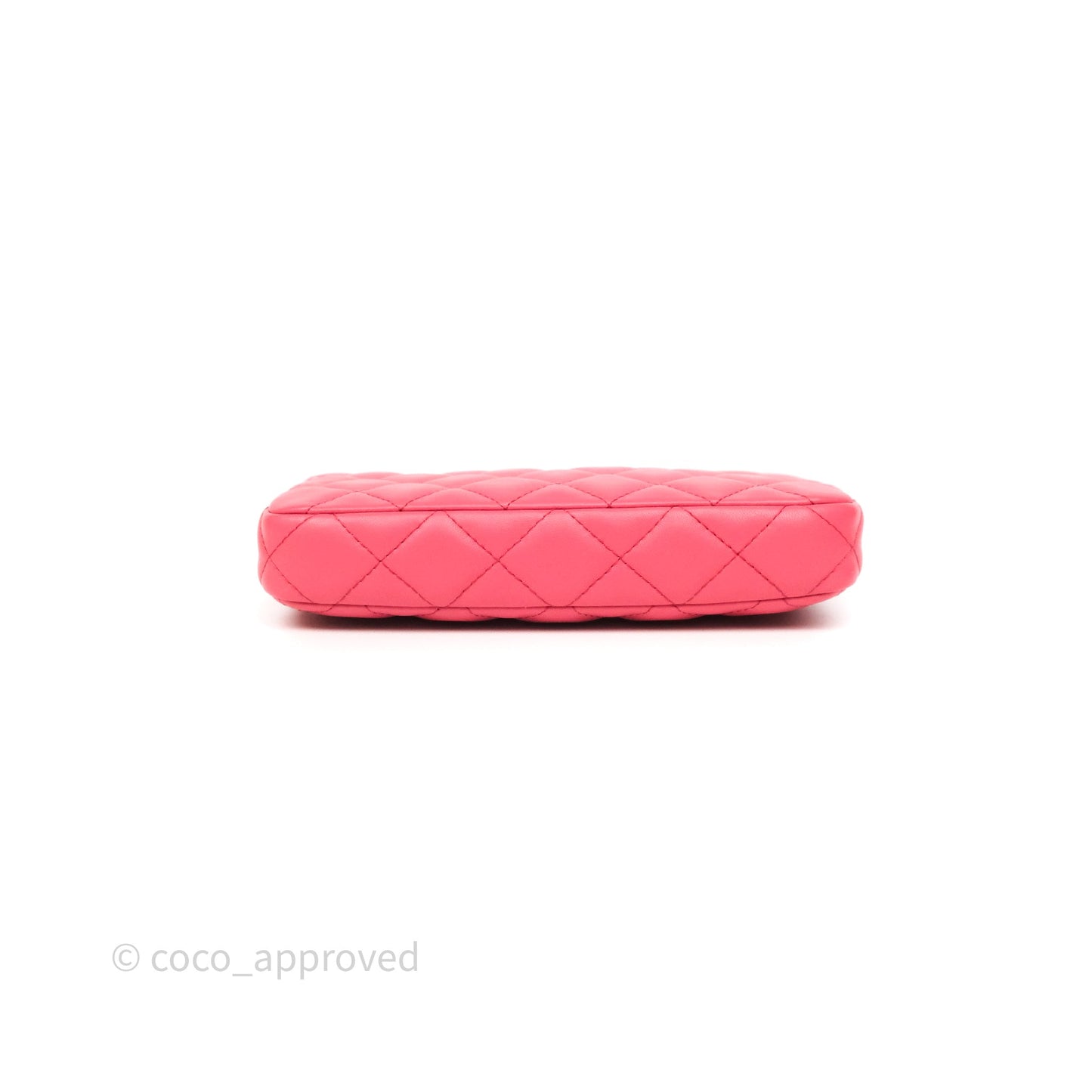 Chanel Double Zip Clutch On Chain Dark Pink Lambskin Silver Hardware