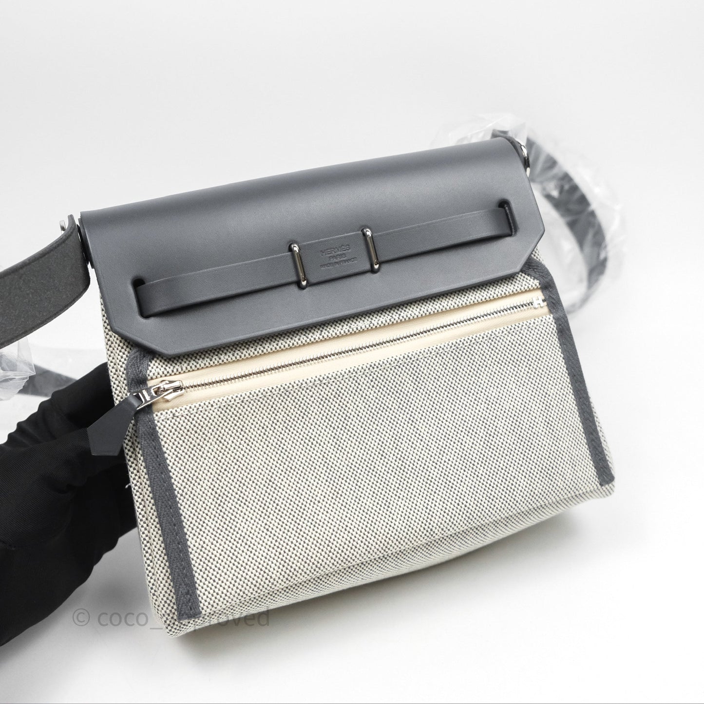Hermès Herbag Zip 20 Mini Ardoise 85 Canvas Palladium Hardware
