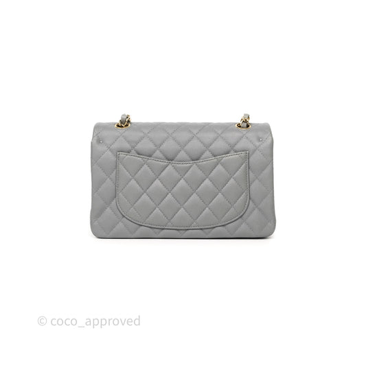 Chanel Small Classic Flap Quilted Grey Caviar Gold Hardware