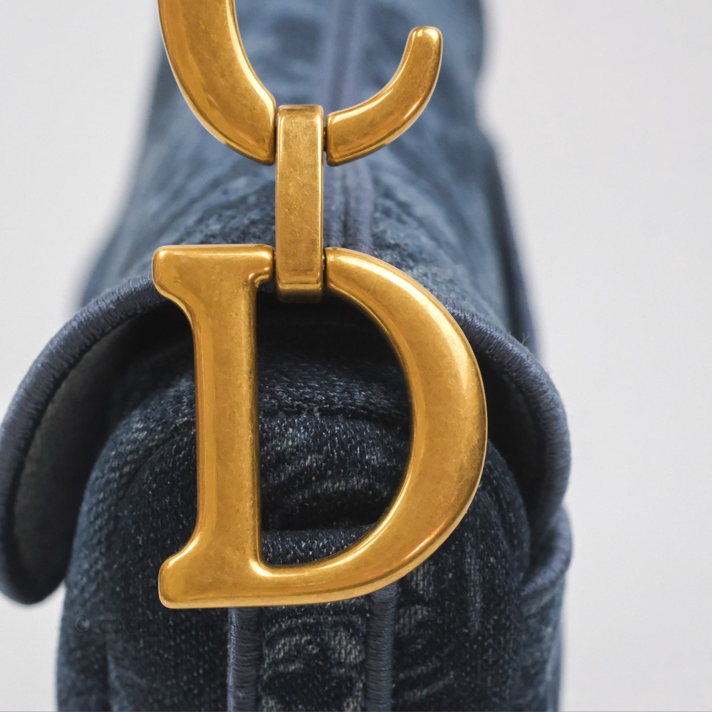 Christian Dior Saddle Bag Navy Denim Gold Hardware