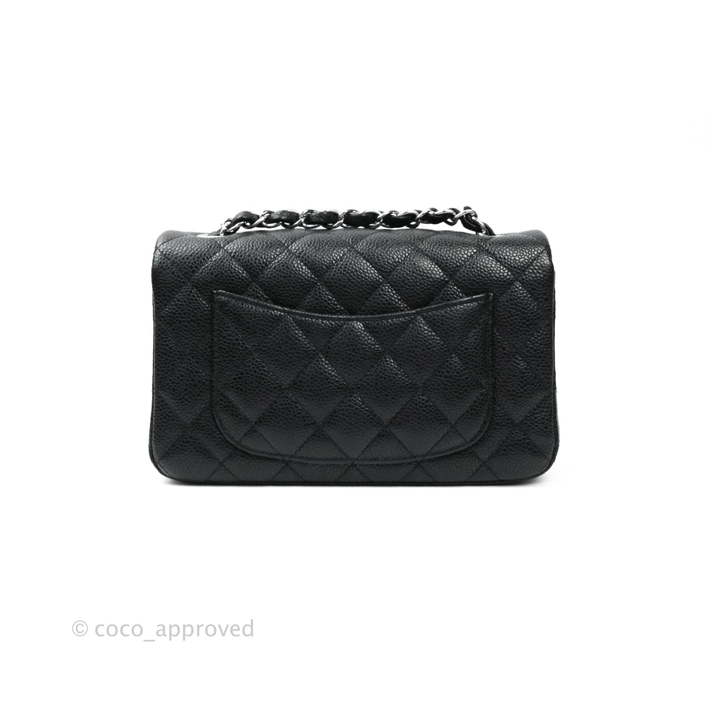 Chanel Classic Quilted Mini Rectangular Flap Black Caviar Silver Hardware
