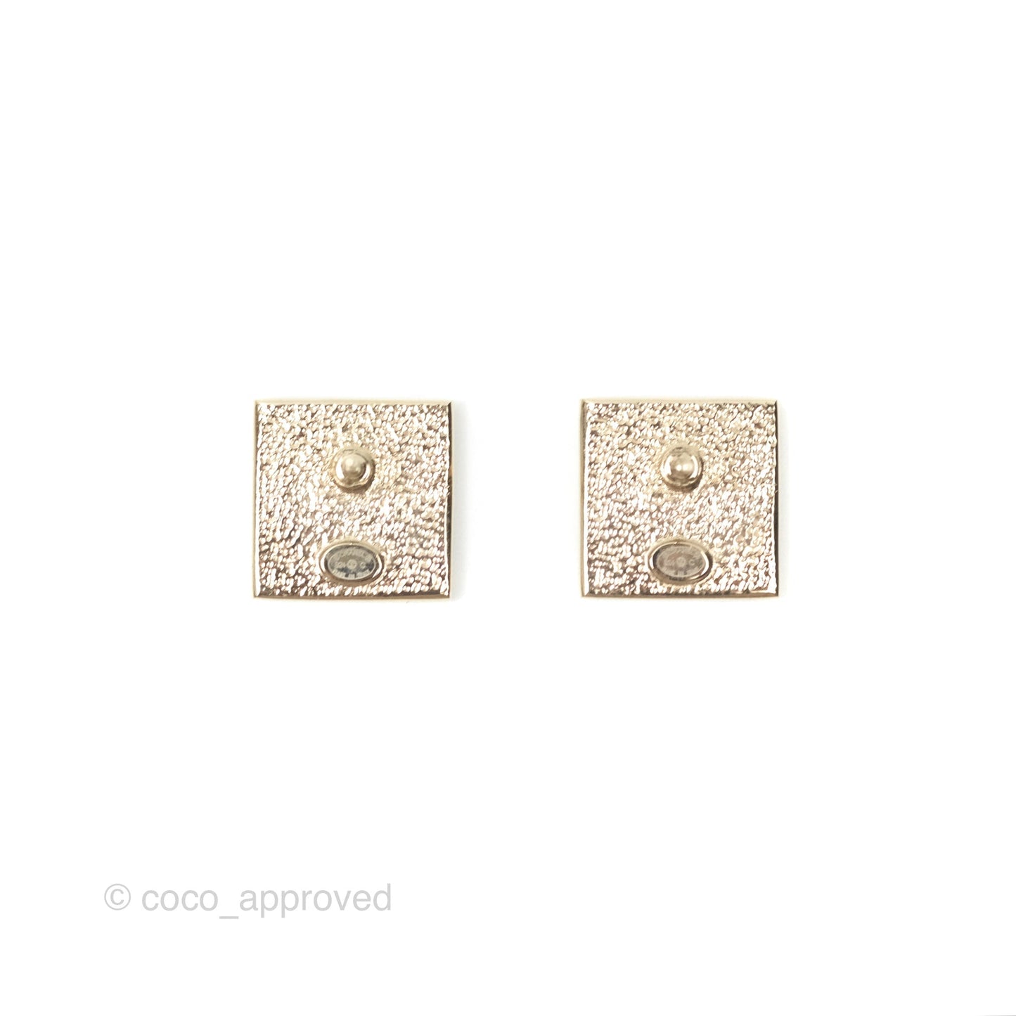 Chanel CC Square Earrings White Gold Tone 24C