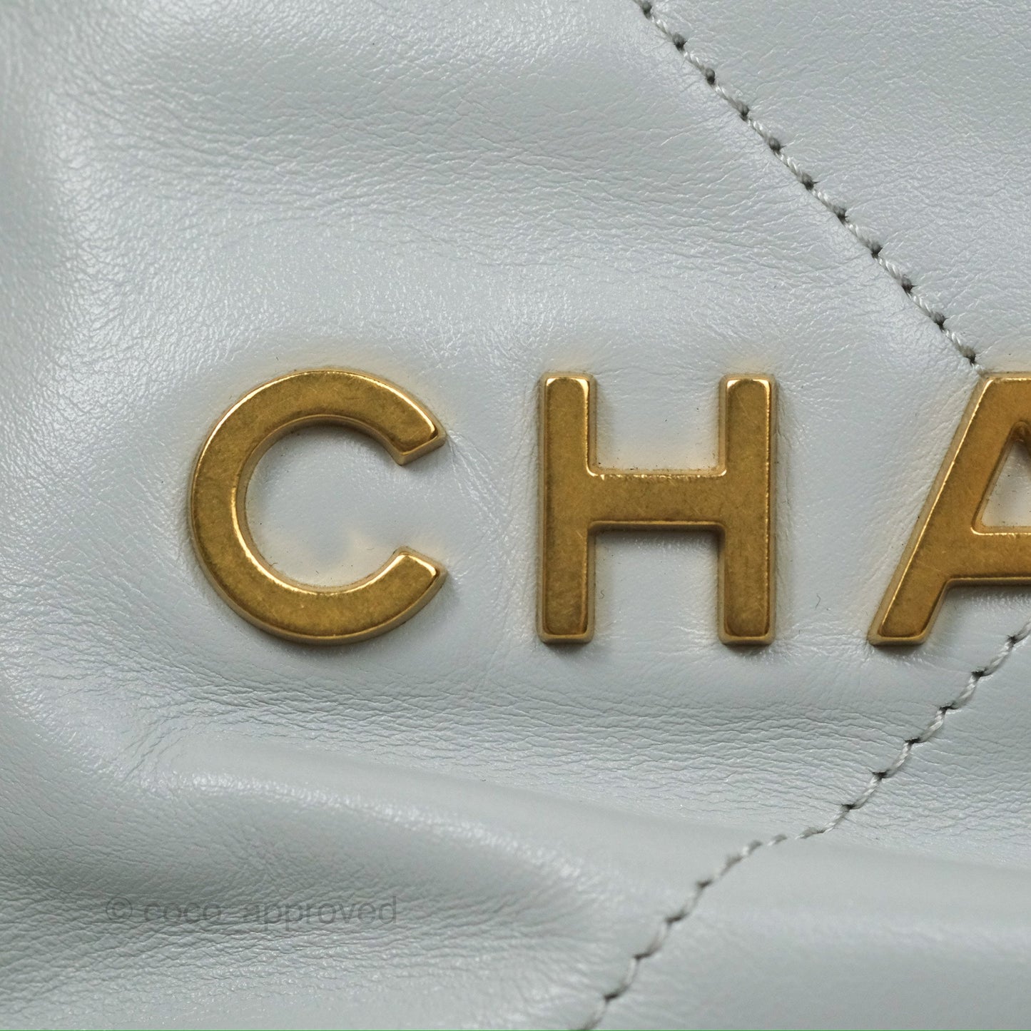 Chanel 22 Mini Bag Light Blue Grey Shiny Calfskin