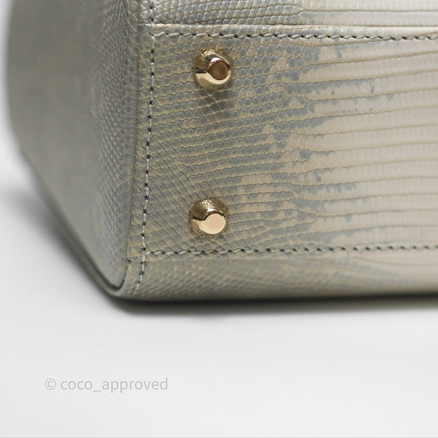 Dior Mini Lady Dior Ombre Grey White Lizard Gold Hardware